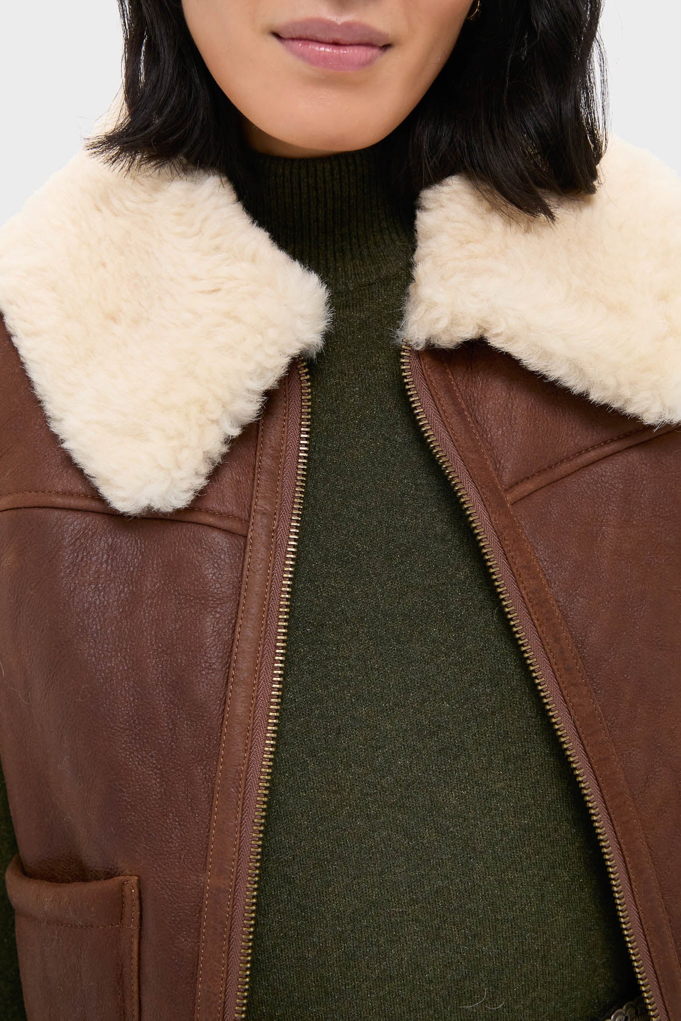 Pale Russet and Spring Beige Merino Shearling Leather Skin Vest - Image 5