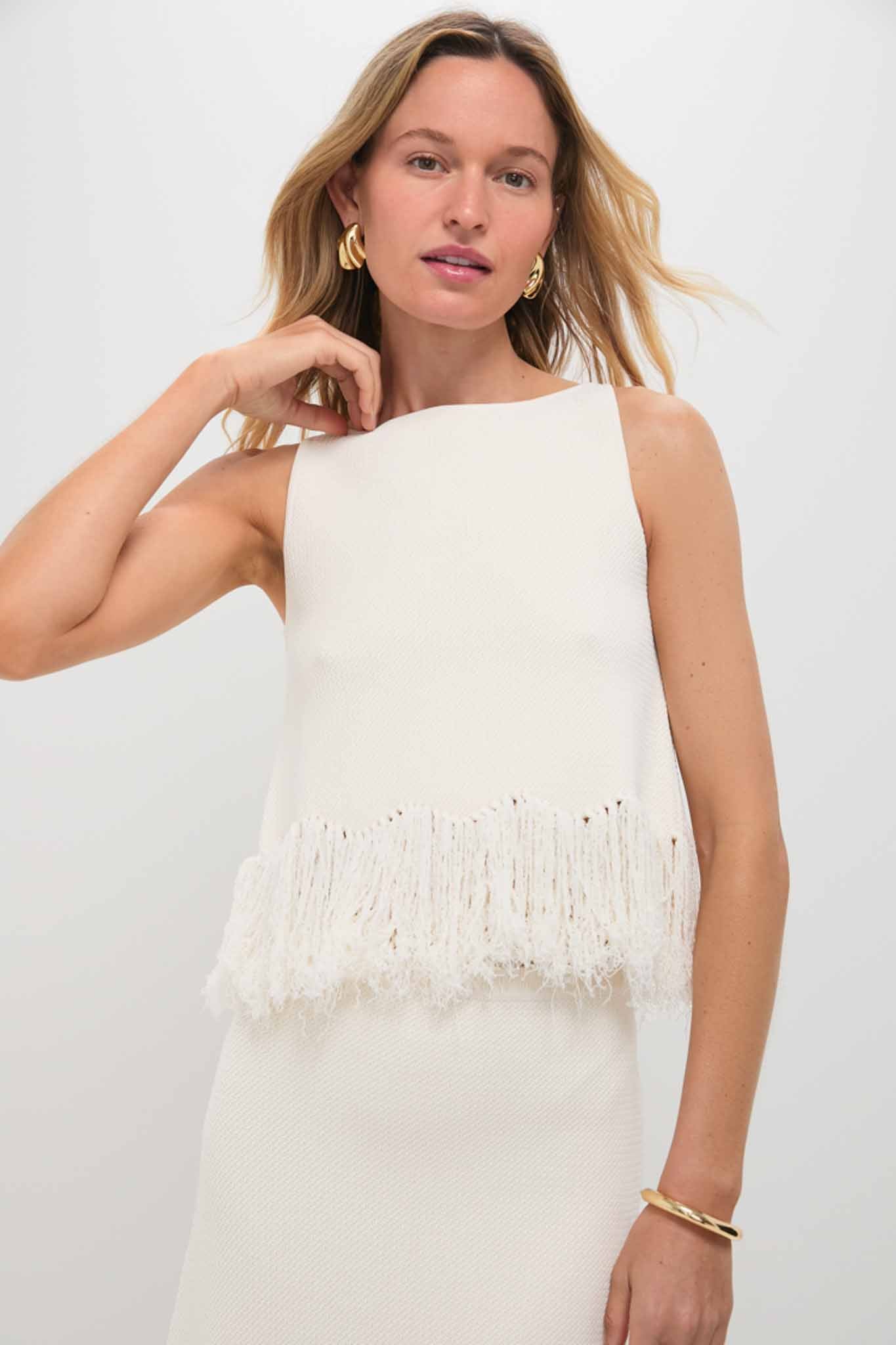 Parchment Kelany Fringe Knit Top