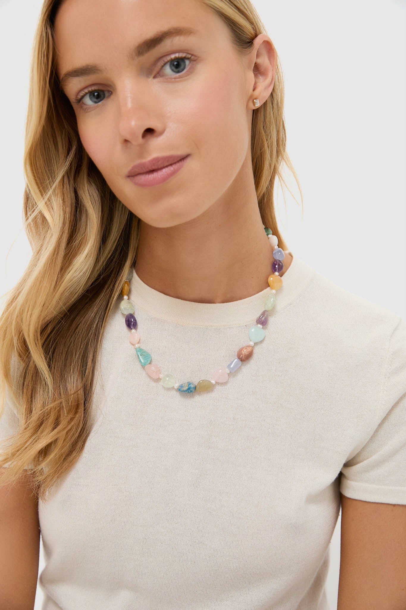 Pastel Gemstone Multi Brooke Necklace - Image 2