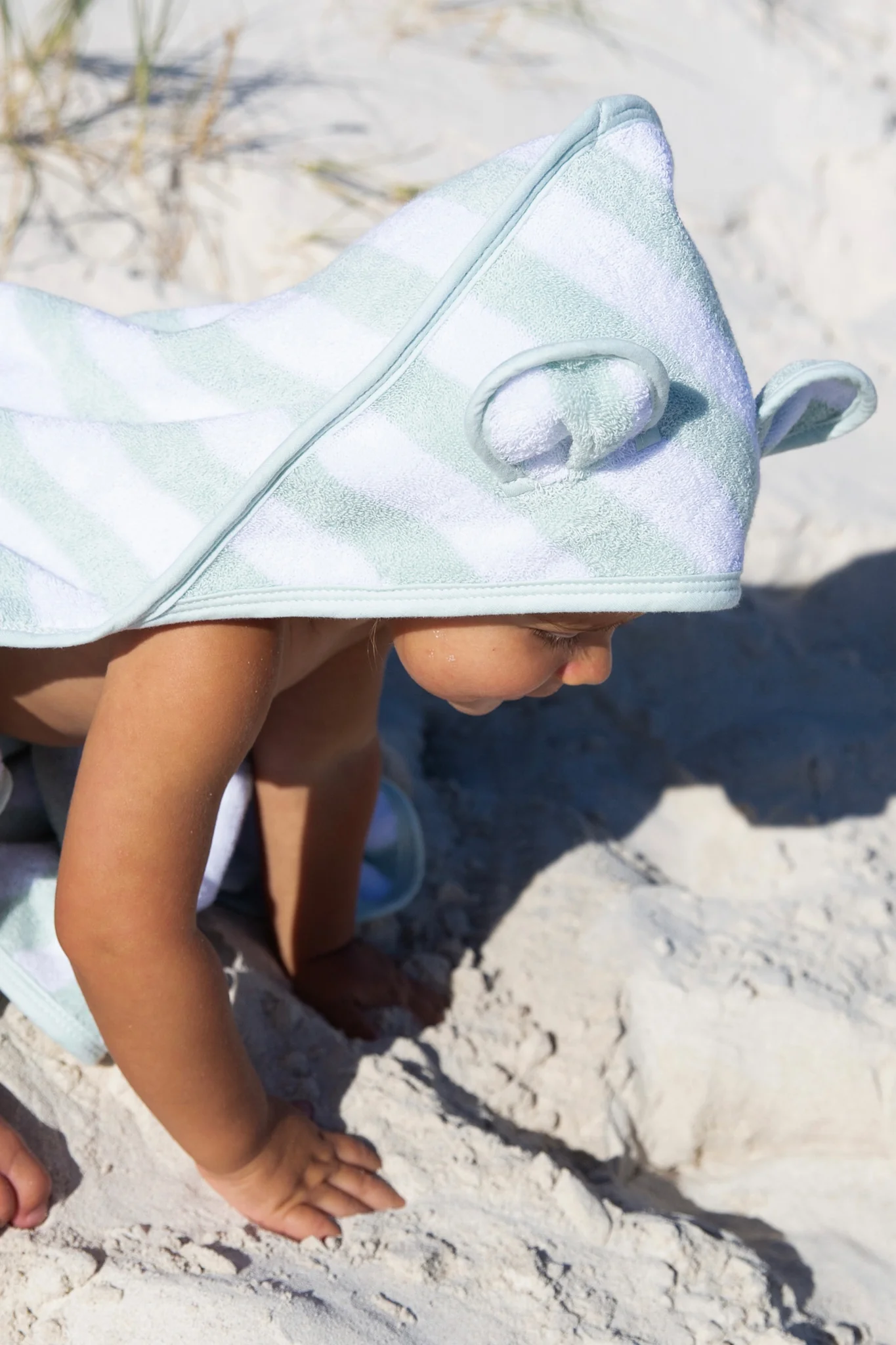 Pastel Green Stripe Baby Critter Towel Wrap - Image 2