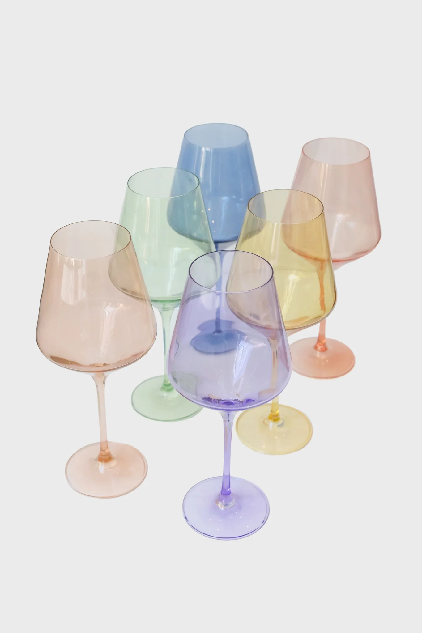 Pastel Mixed Stemmed Glasses Set of 6