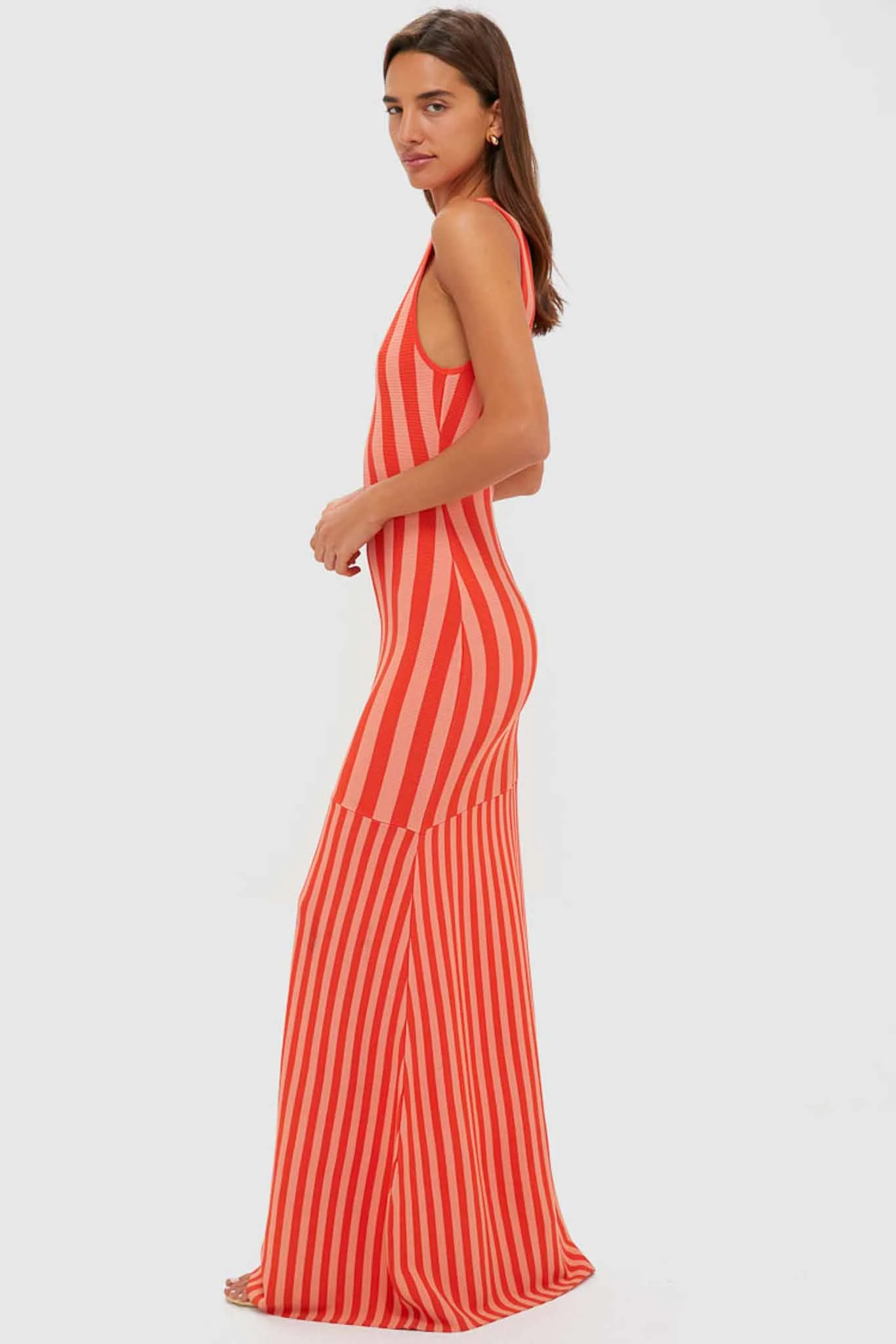 Peachy Keen and Rust Striped Pretra Maxi Dress - Image 3