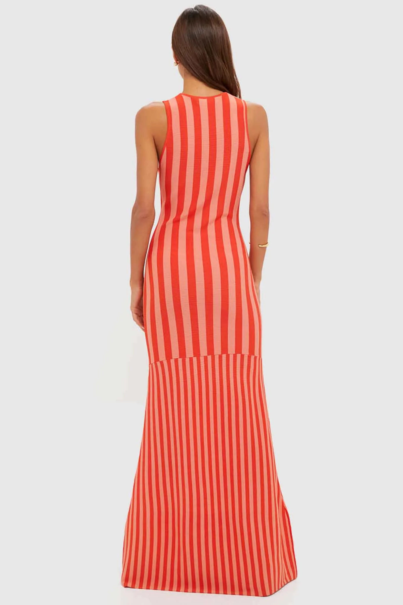 Peachy Keen and Rust Striped Pretra Maxi Dress - Image 4