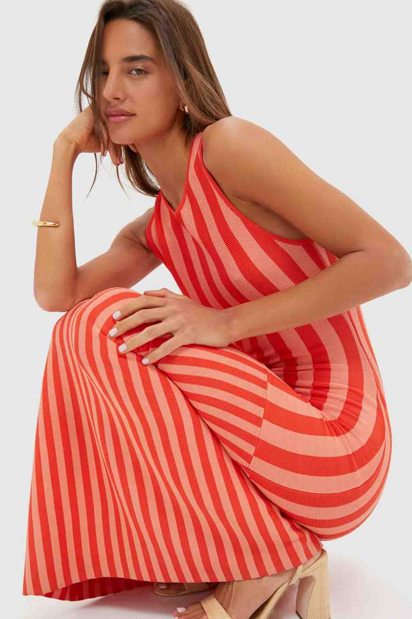 Peachy Keen and Rust Striped Pretra Maxi Dress - Image 6