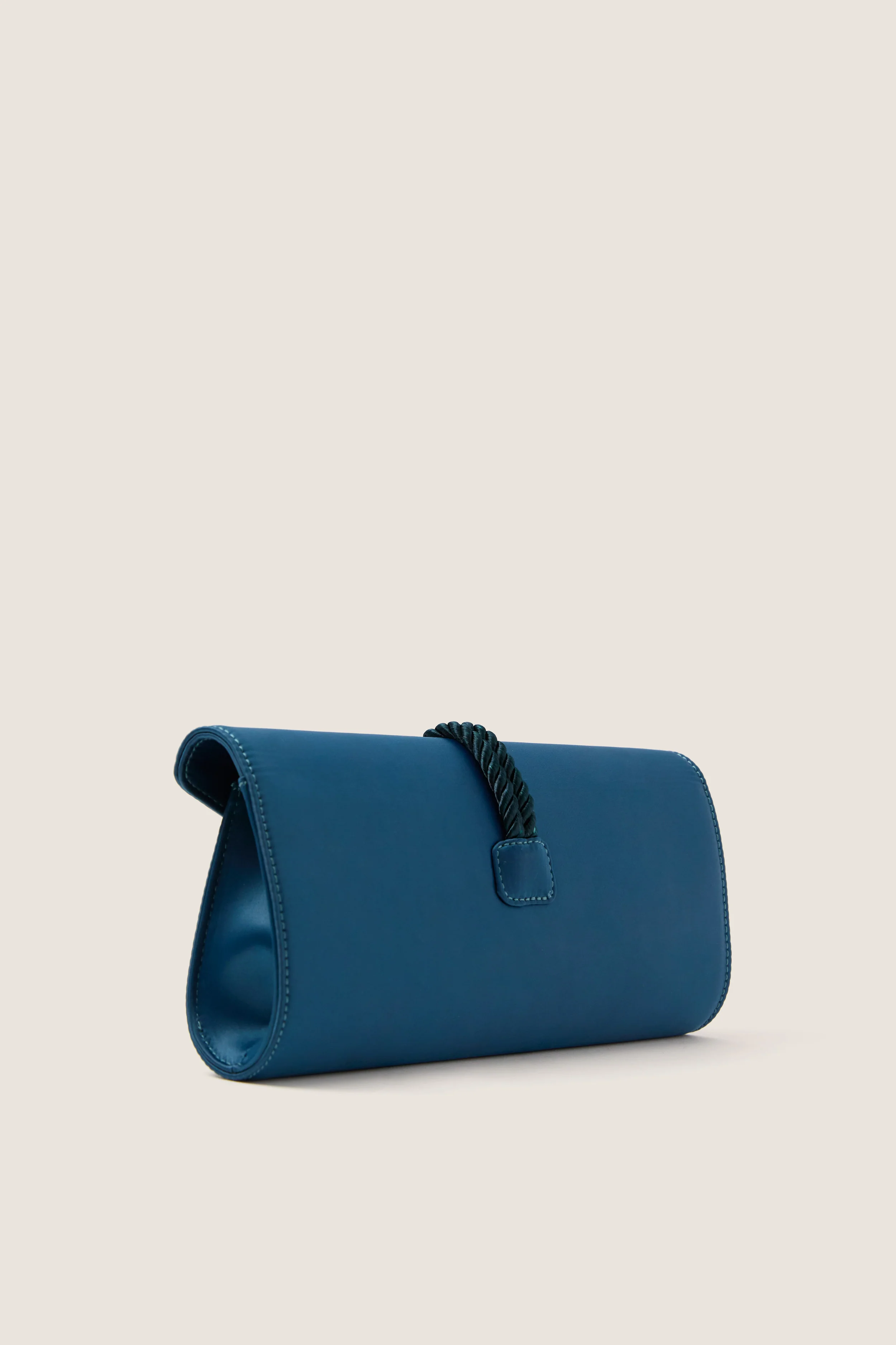 Peacock Blue Satin Gabrielle Clutch - Image 3