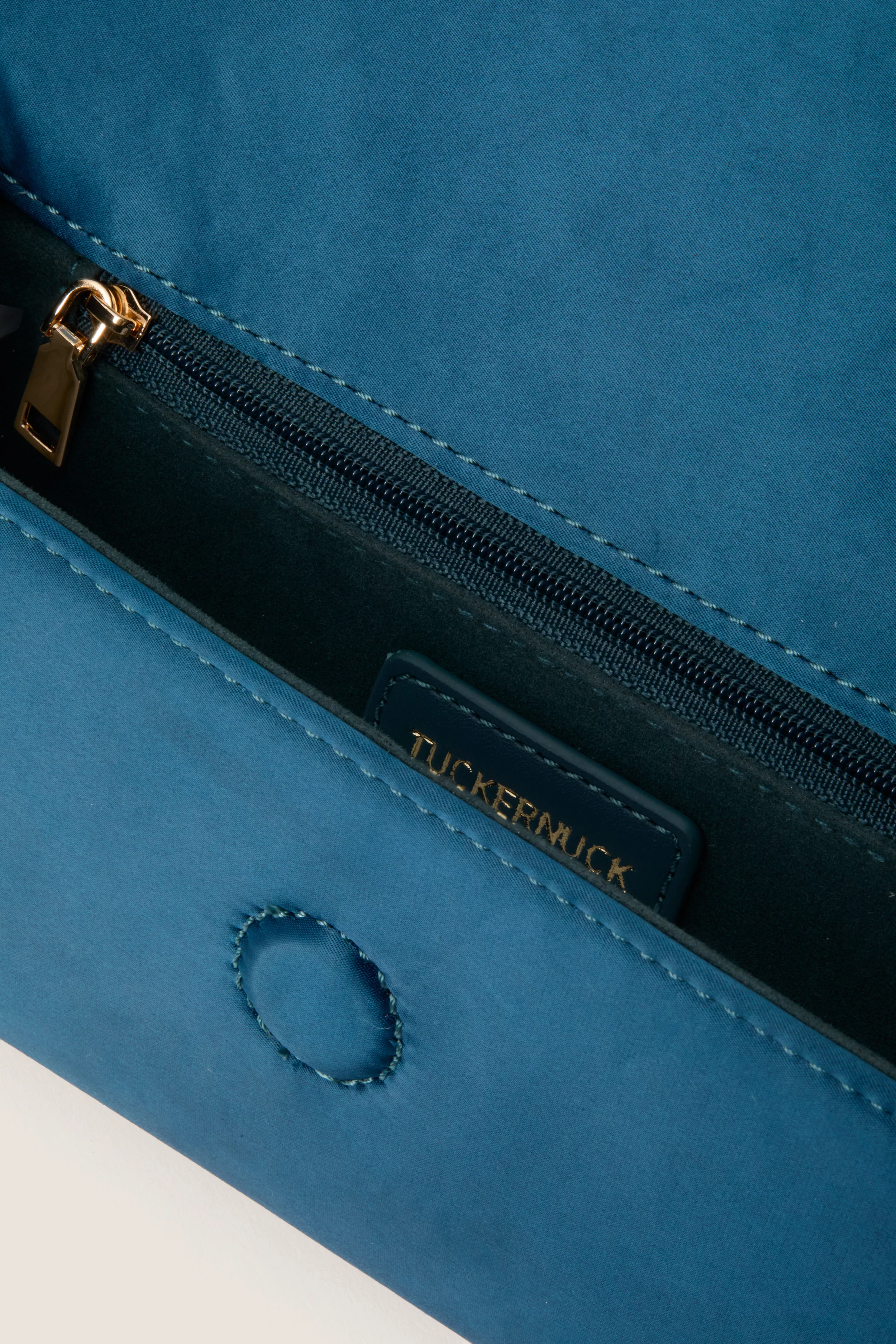 Peacock Blue Satin Gabrielle Clutch - Image 5
