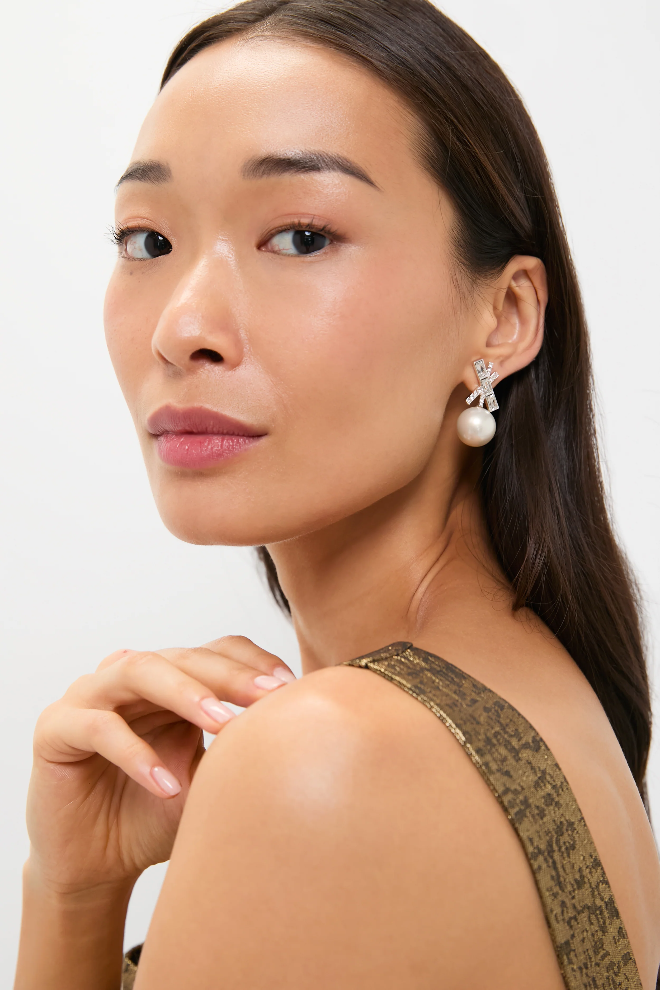 Pearl and Crystal Renee Earrings - Image 2
