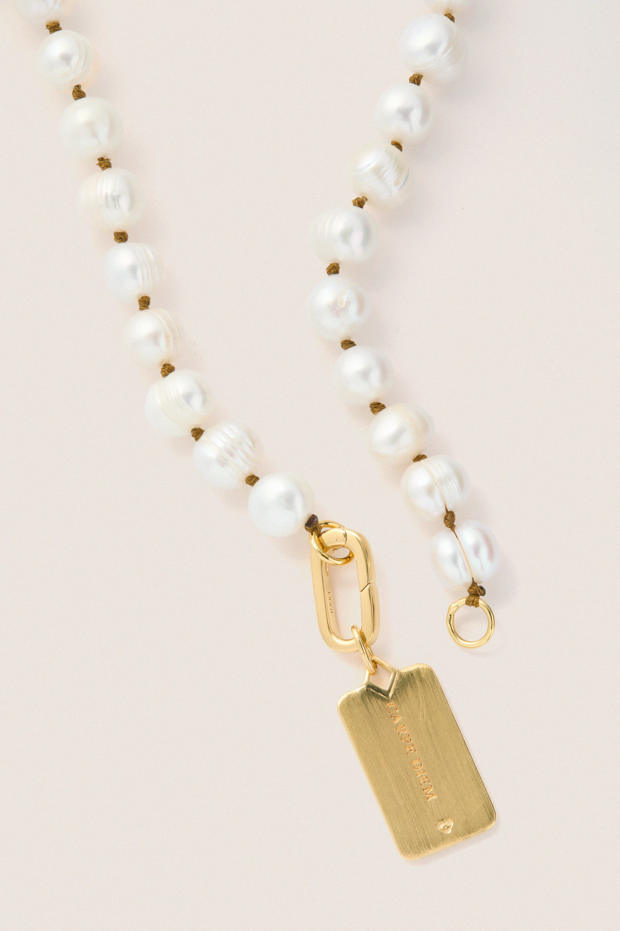 Pearl Necklace with Carpe Diem Charm - Image 4