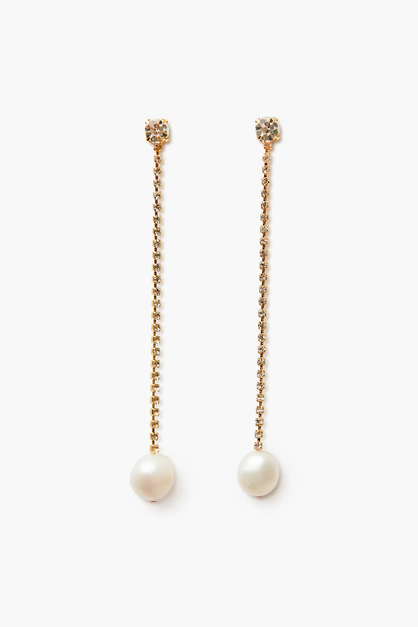 Pearl Rhinestone Chain Earrings