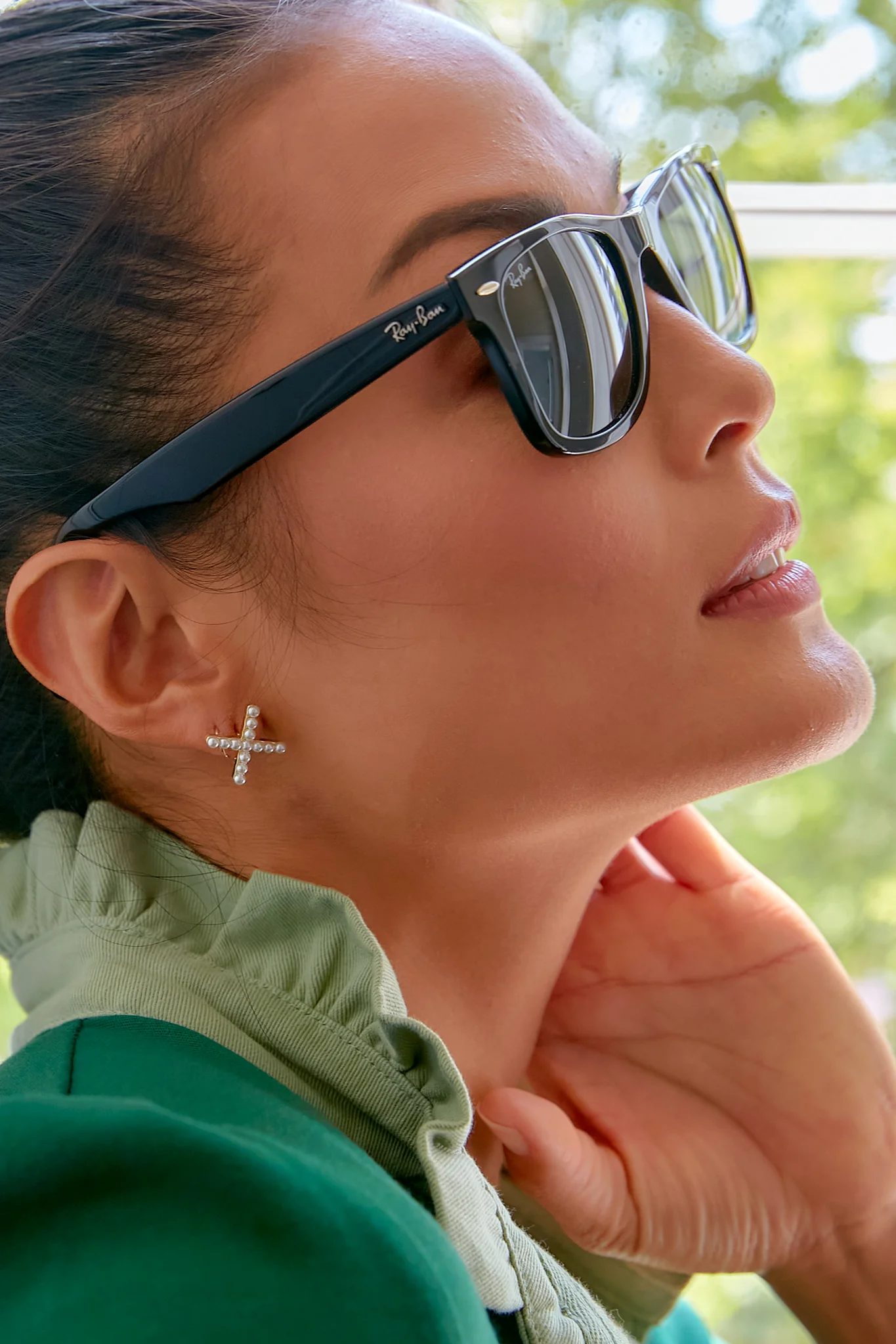 Pearl X Stud Earrings - Image 3