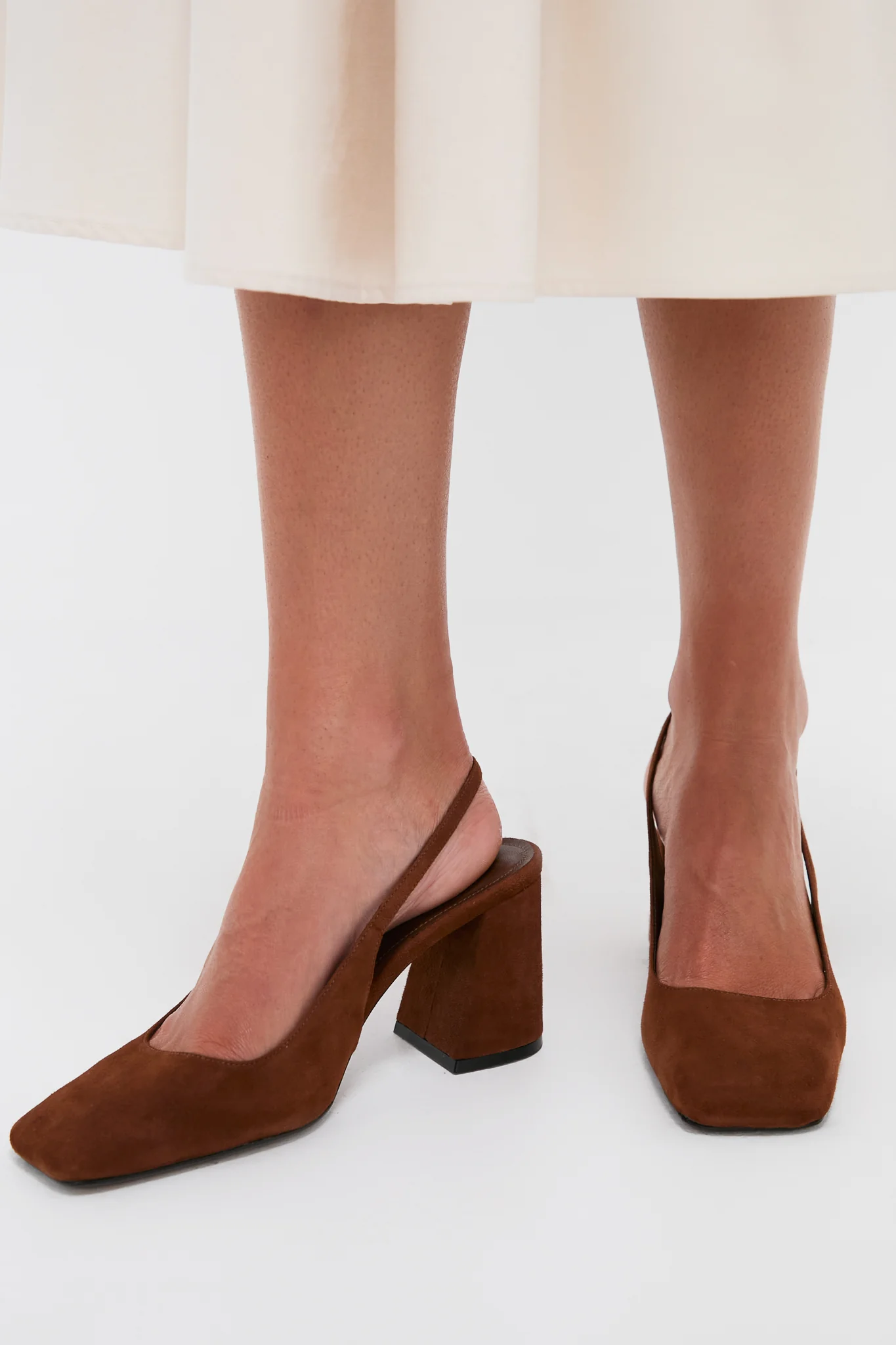 Pecan Brown Leia Block Sling Back Heels - Image 2