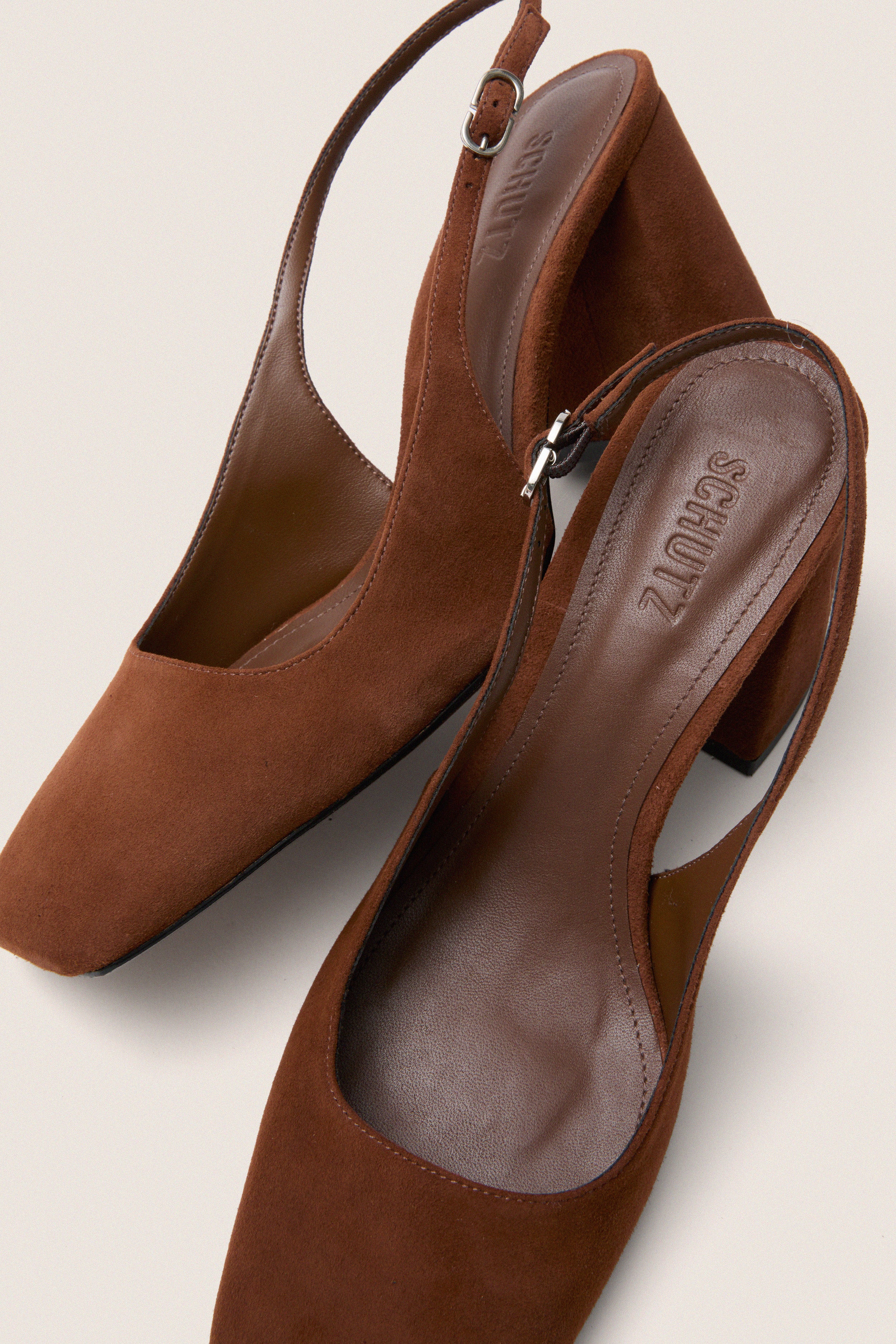 Pecan Brown Leia Block Sling Back Heels - Image 5