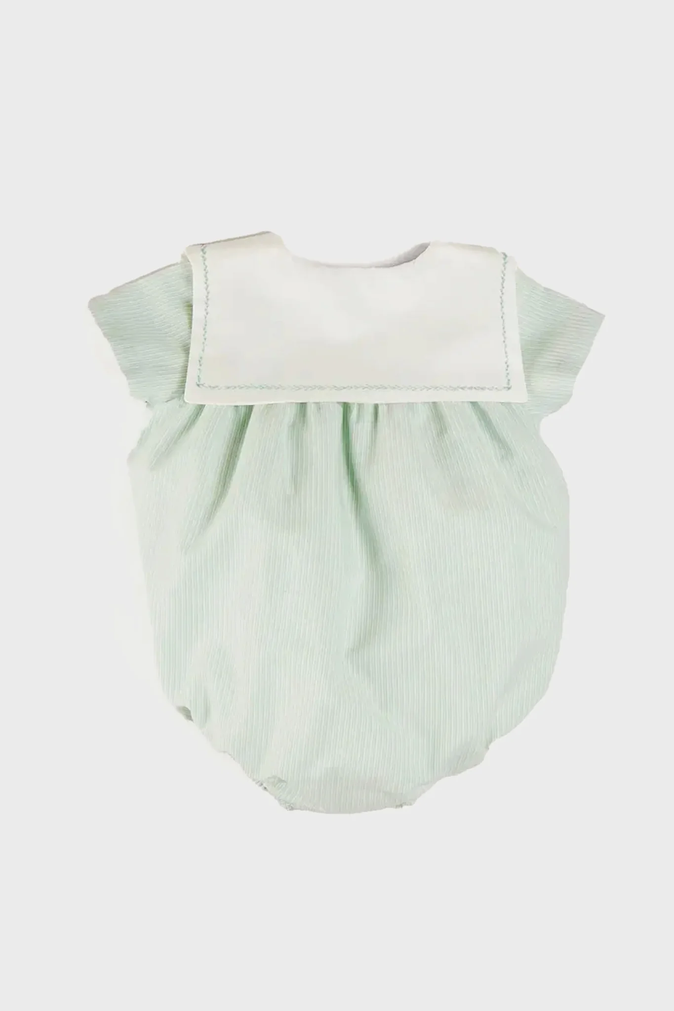 Pembridge Striped Plane Embroidery Short Sleeve Romper in Green - Image 2