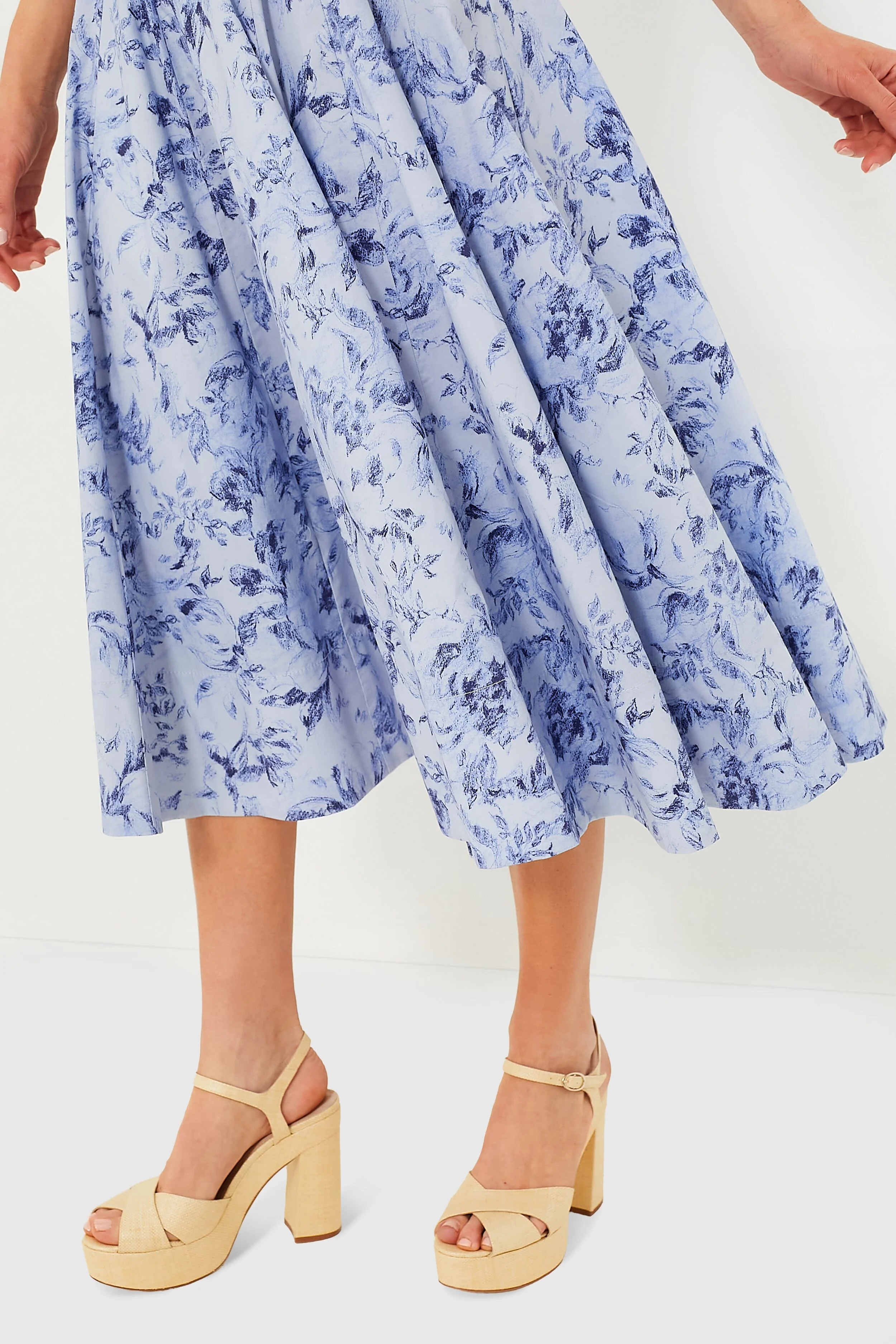 Periwinkle Sketchbook Floral Midi Wells Dress - Image 5