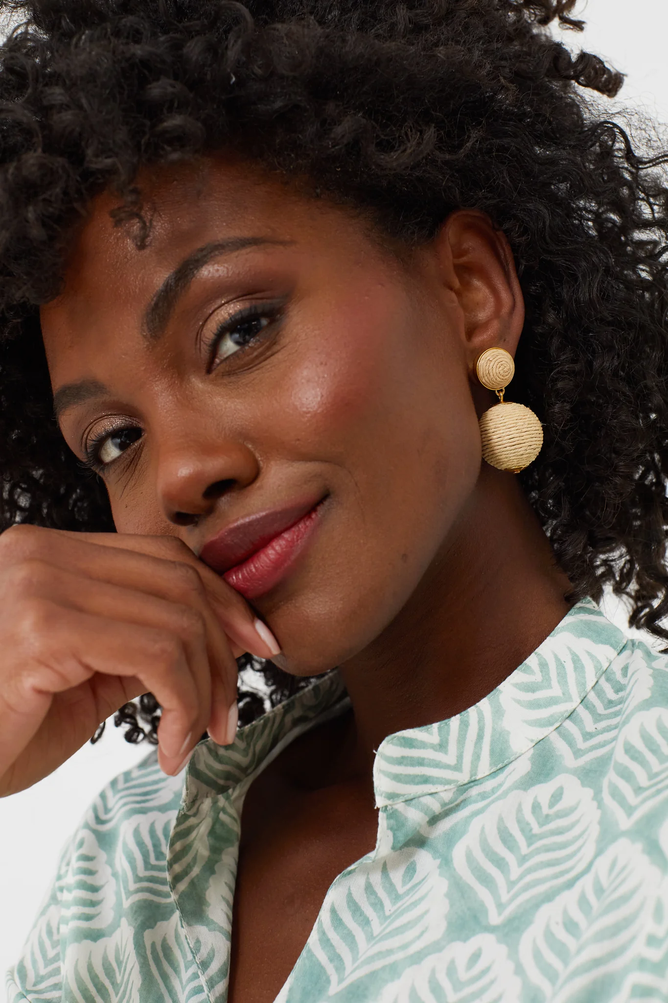 Petite Raffia Lantern Earrings - Image 2