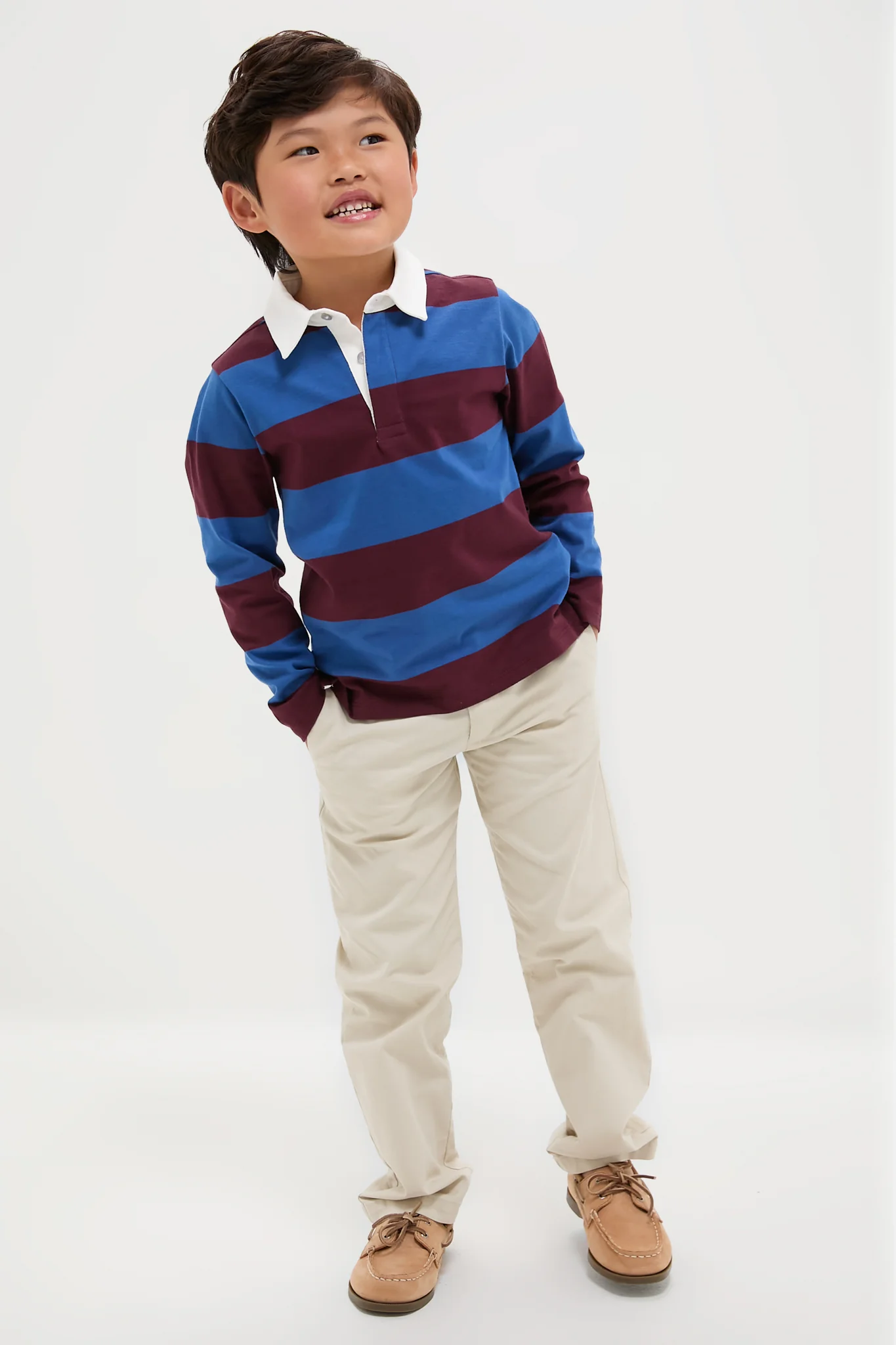 Petrol Blue Stripe Tijo Long Sleeve Boy Rugby Shirt - Image 2