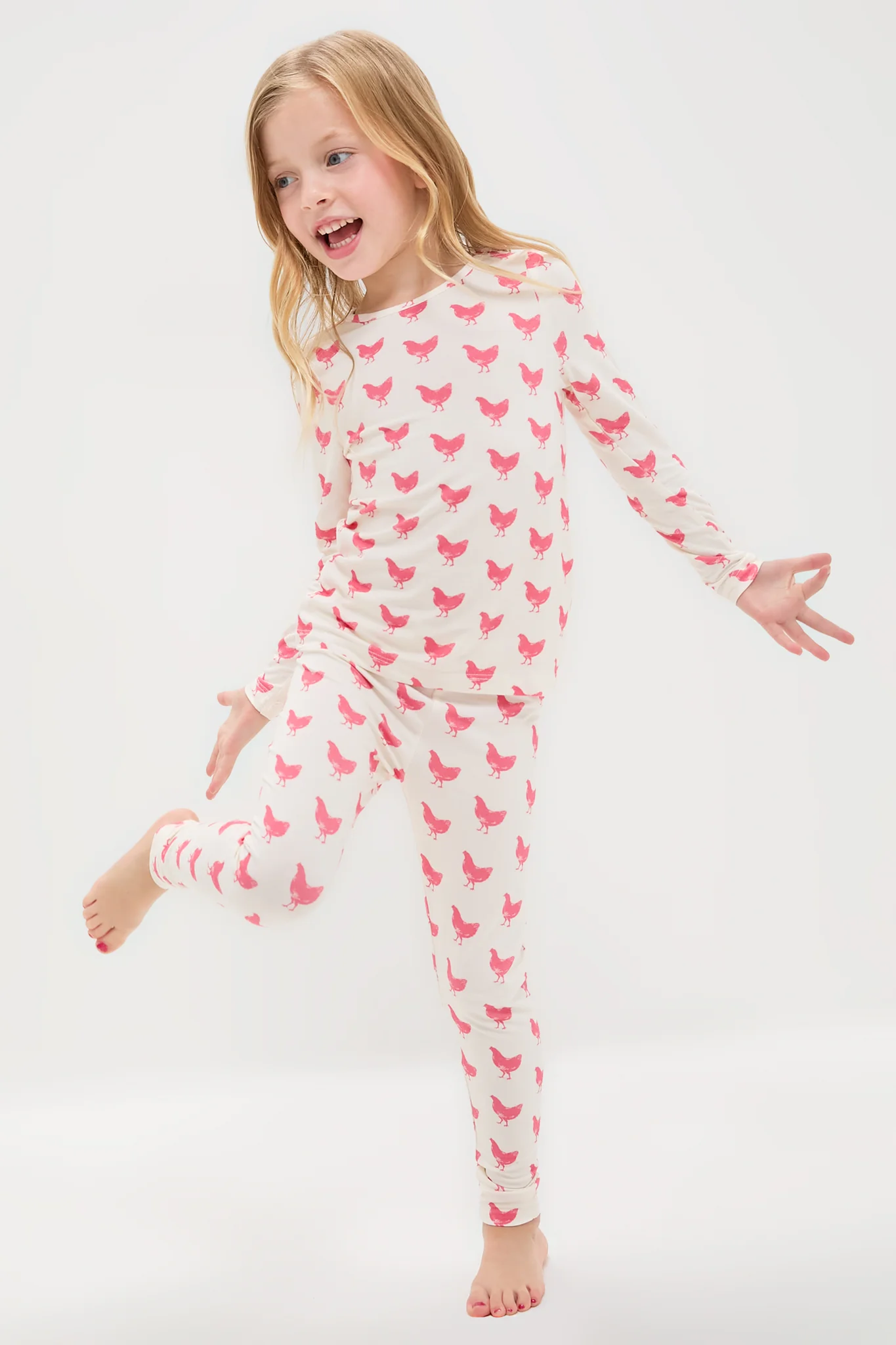 Pink Chickens Kids Bamboo Pj Set - Image 2
