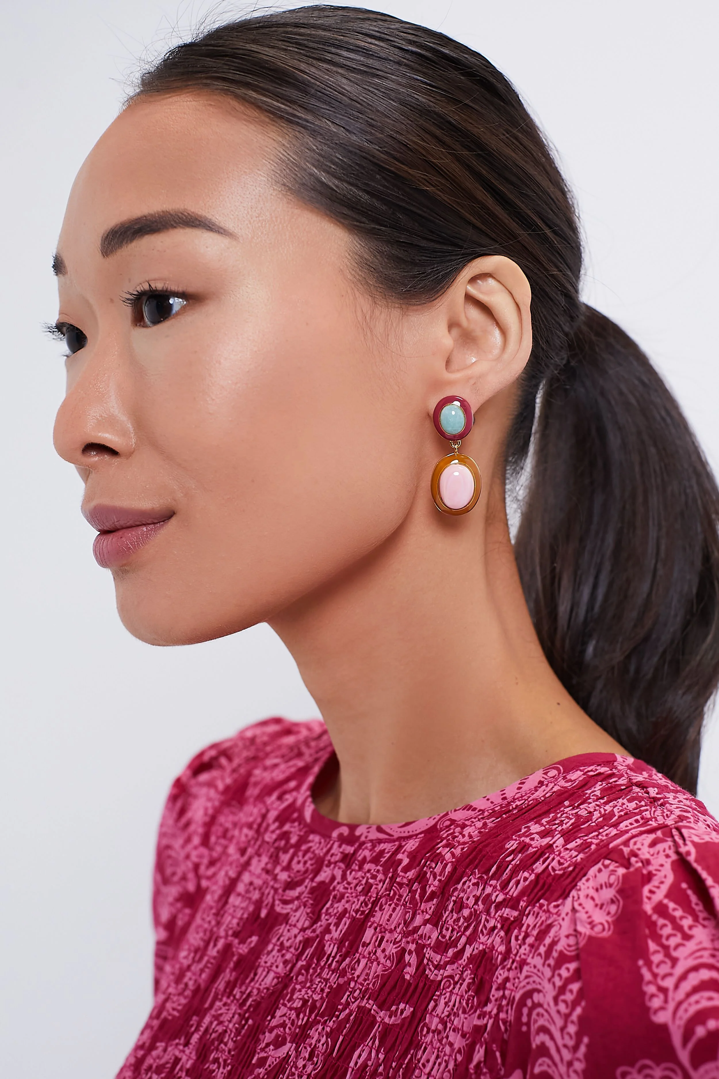 Pink Conch Papaya Earrings - Image 2