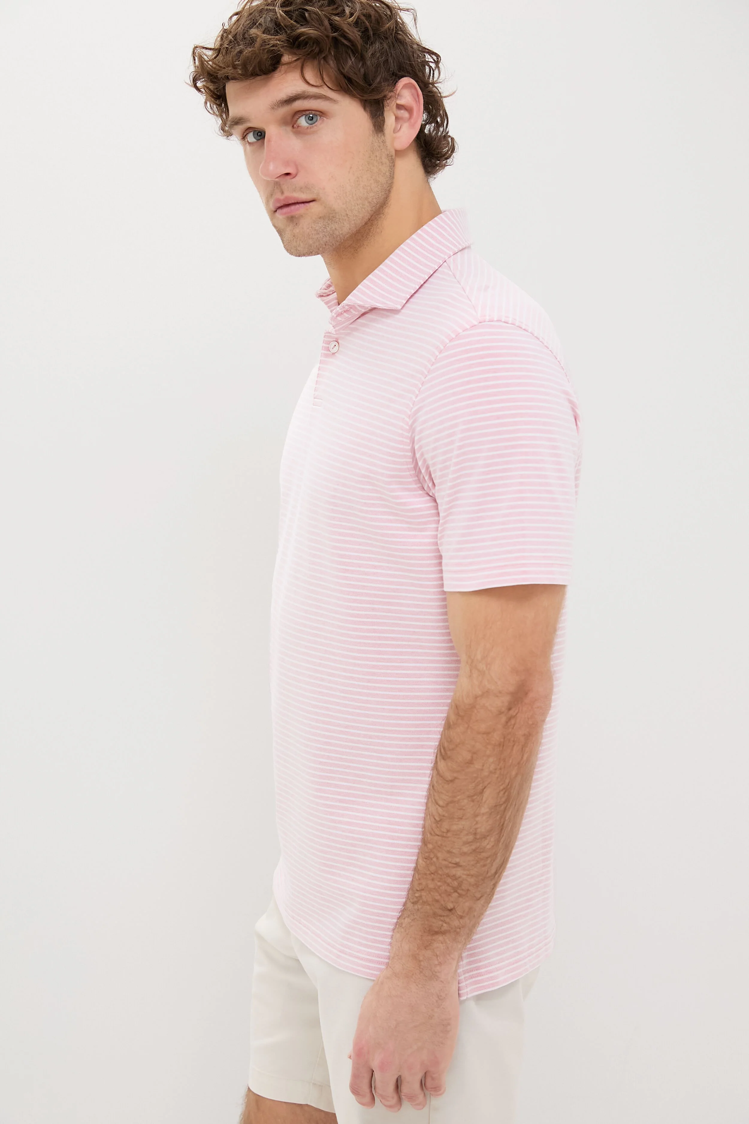 Pink Crepe Albatross Cotton Blend Pique Polo - Image 4