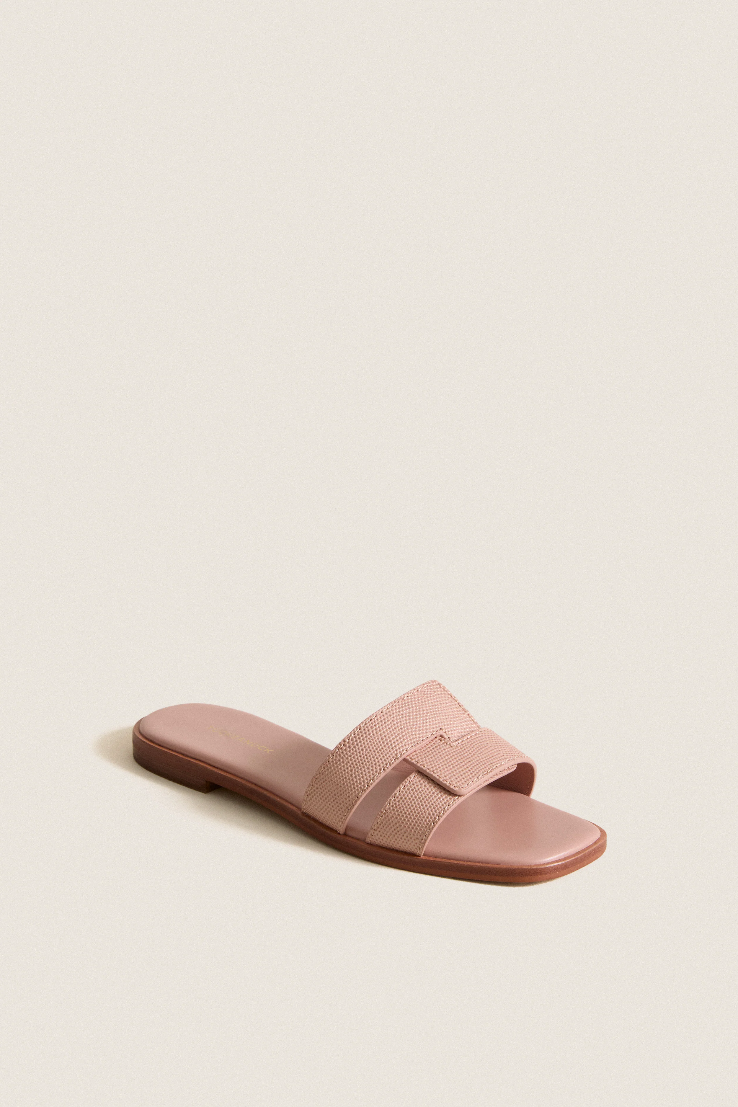 Pink Embossed Leather Muse Sandals