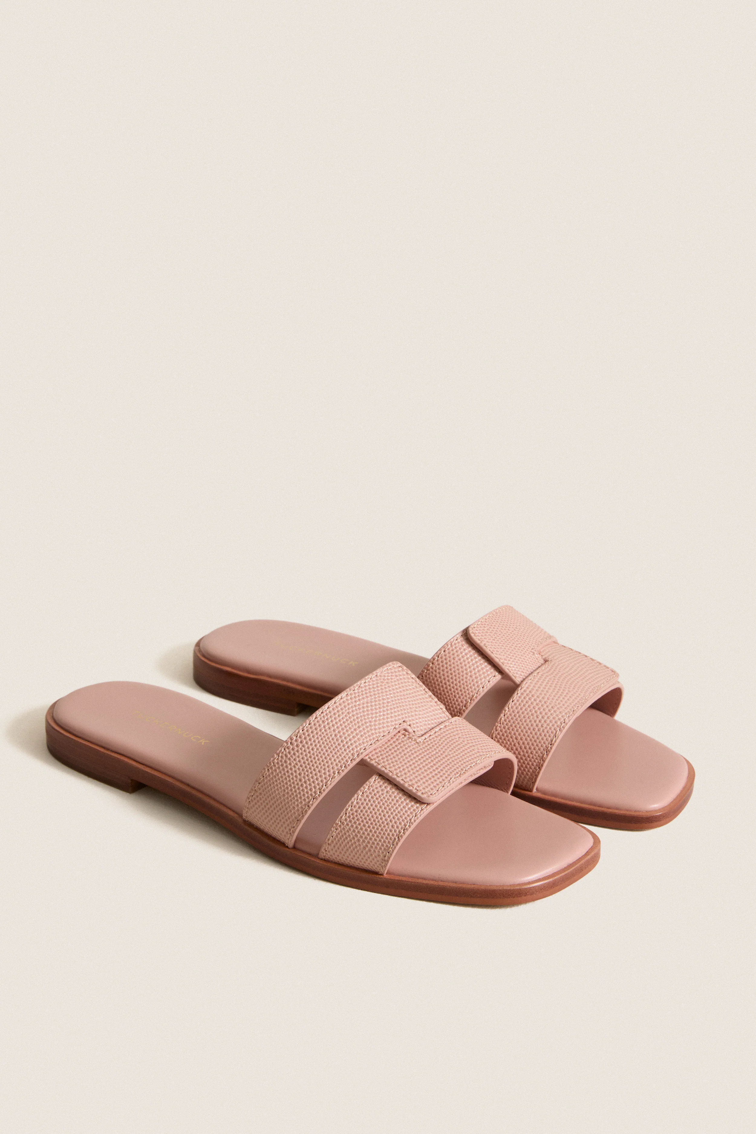 Pink Embossed Leather Muse Sandals - Image 4