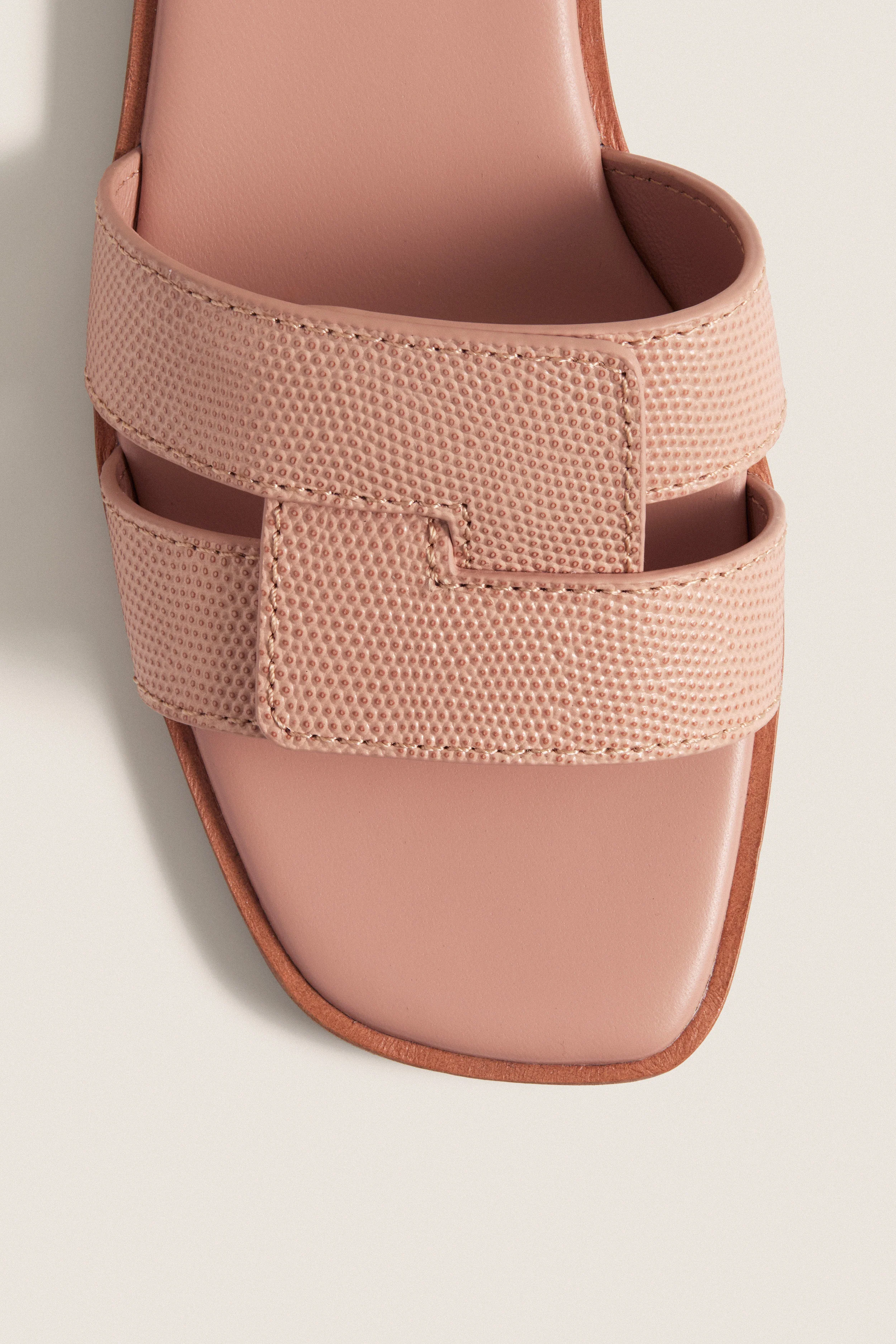 Pink Embossed Leather Muse Sandals - Image 5