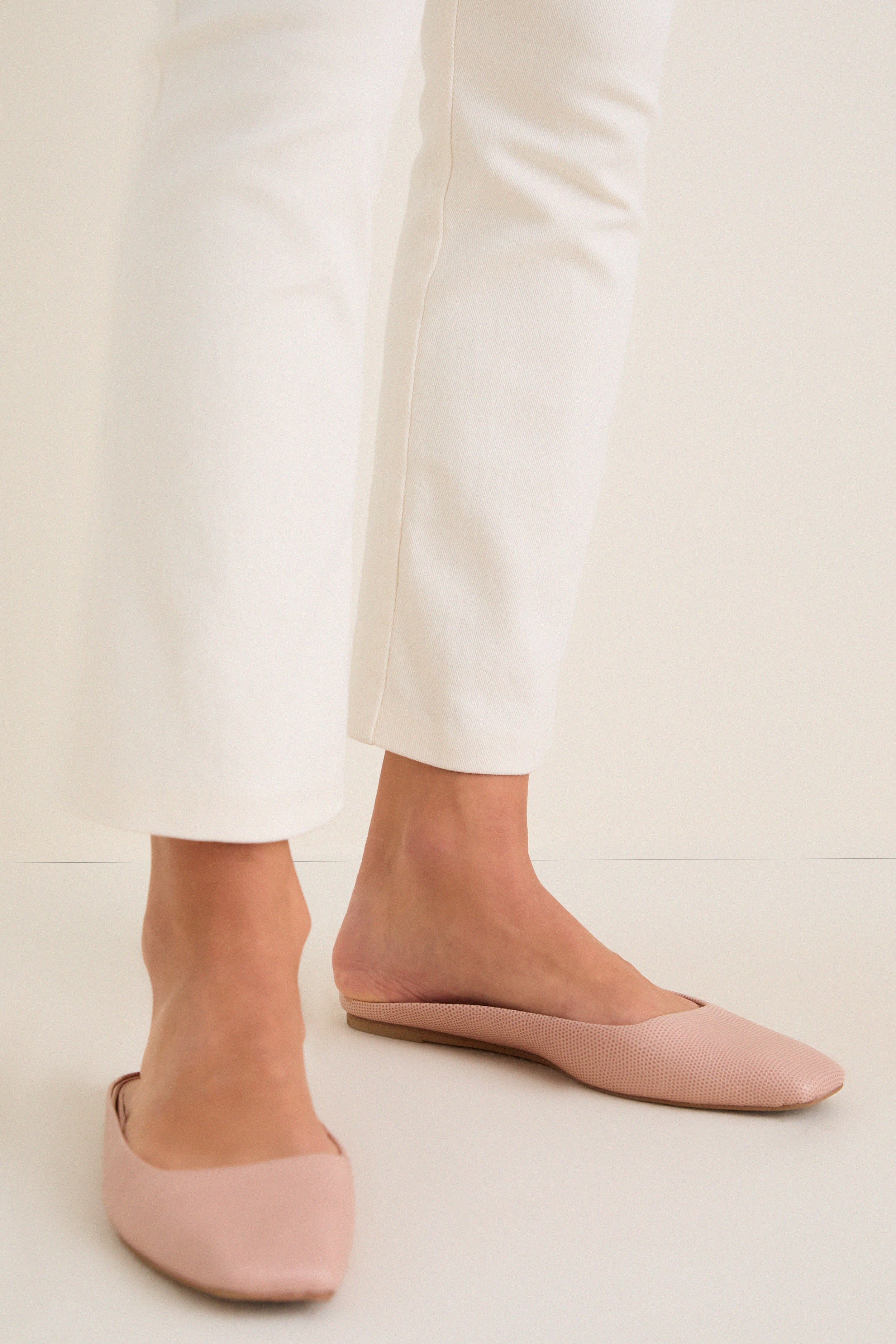 Pink Embossed Leather Nilli Flats - Image 3