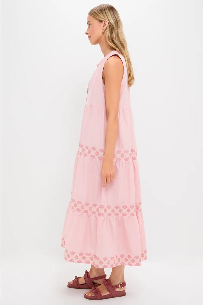 Conch Pink Geometric Embroidered Salty Paloma Caftan - Image 3