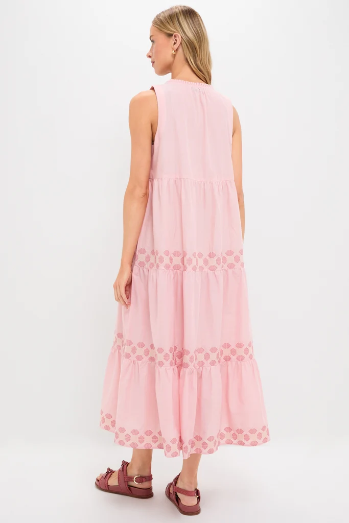 Conch Pink Geometric Embroidered Salty Paloma Caftan - Image 4