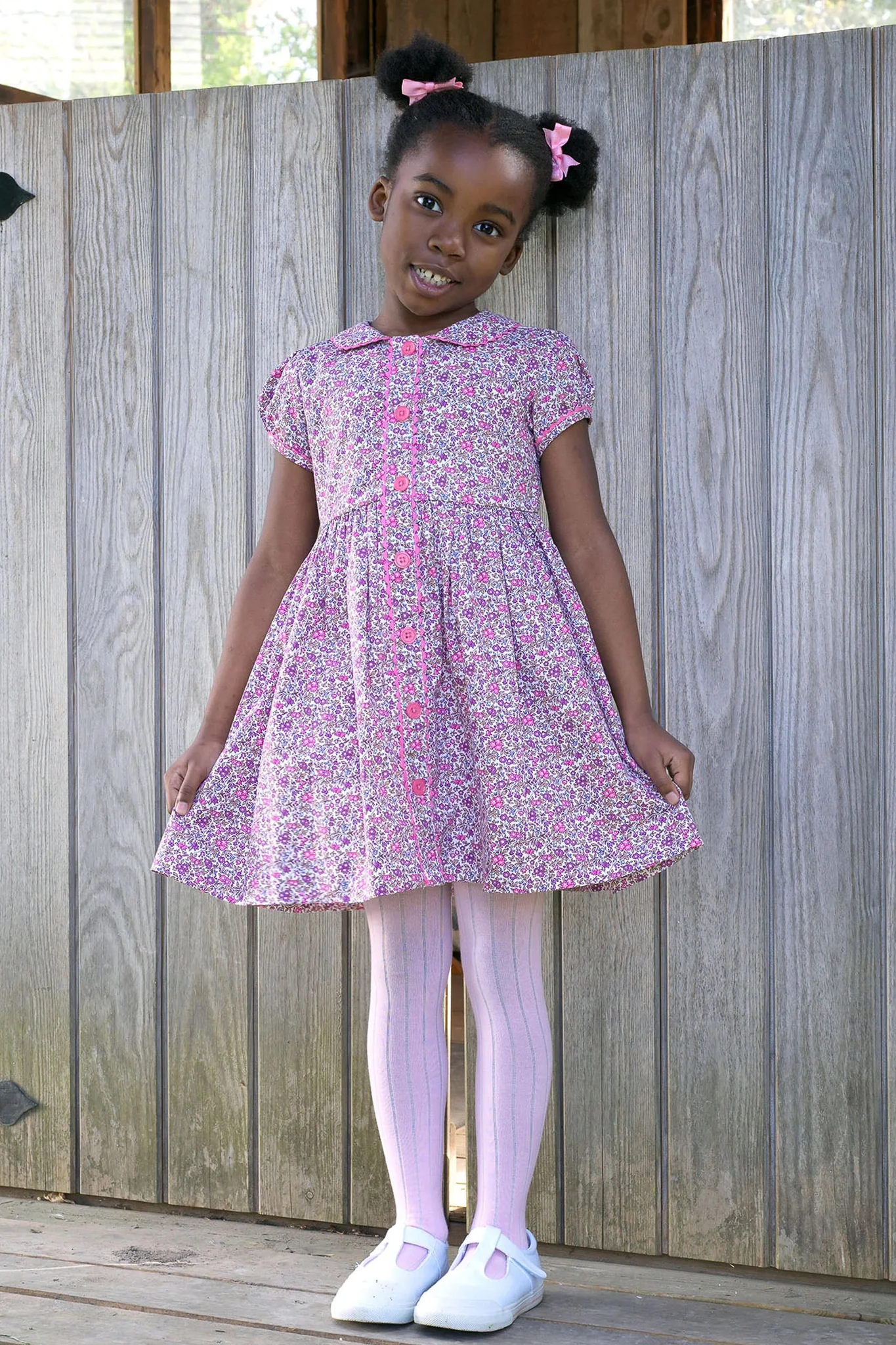 Pink Floral Button Front Dress - Image 2