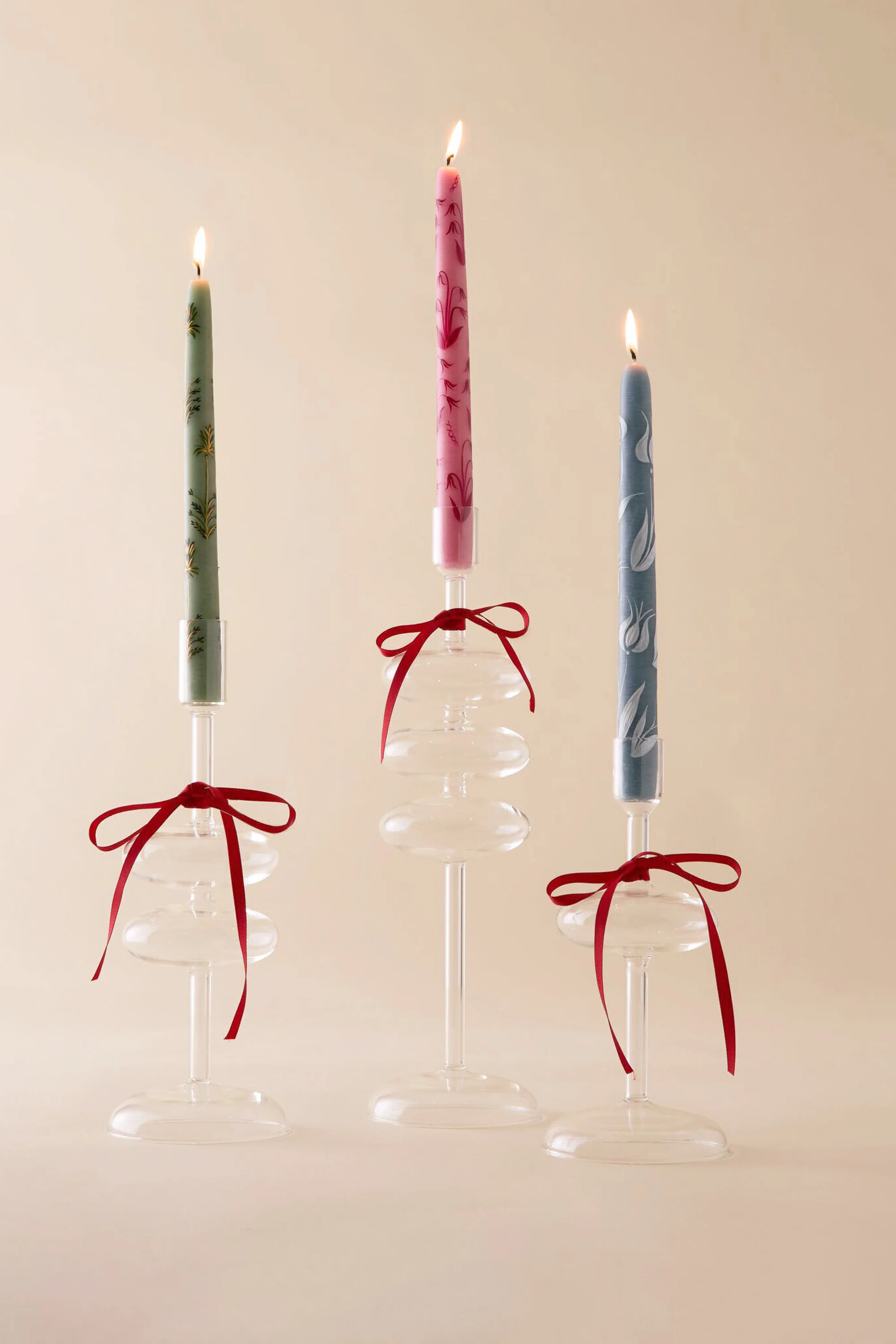 Pink Lily of the Valley Hand Painted Taper Candles (Set of 2) - Image 2