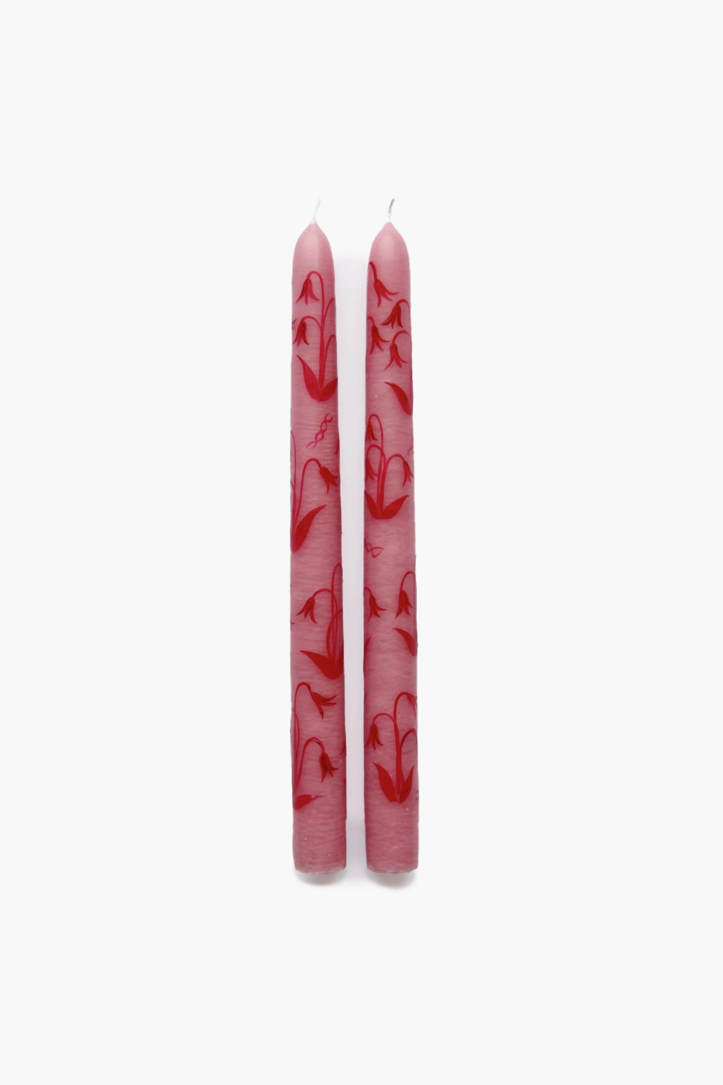 Pink Lily of the Valley Hand Painted Taper Candles (Set of 2) - Image 4