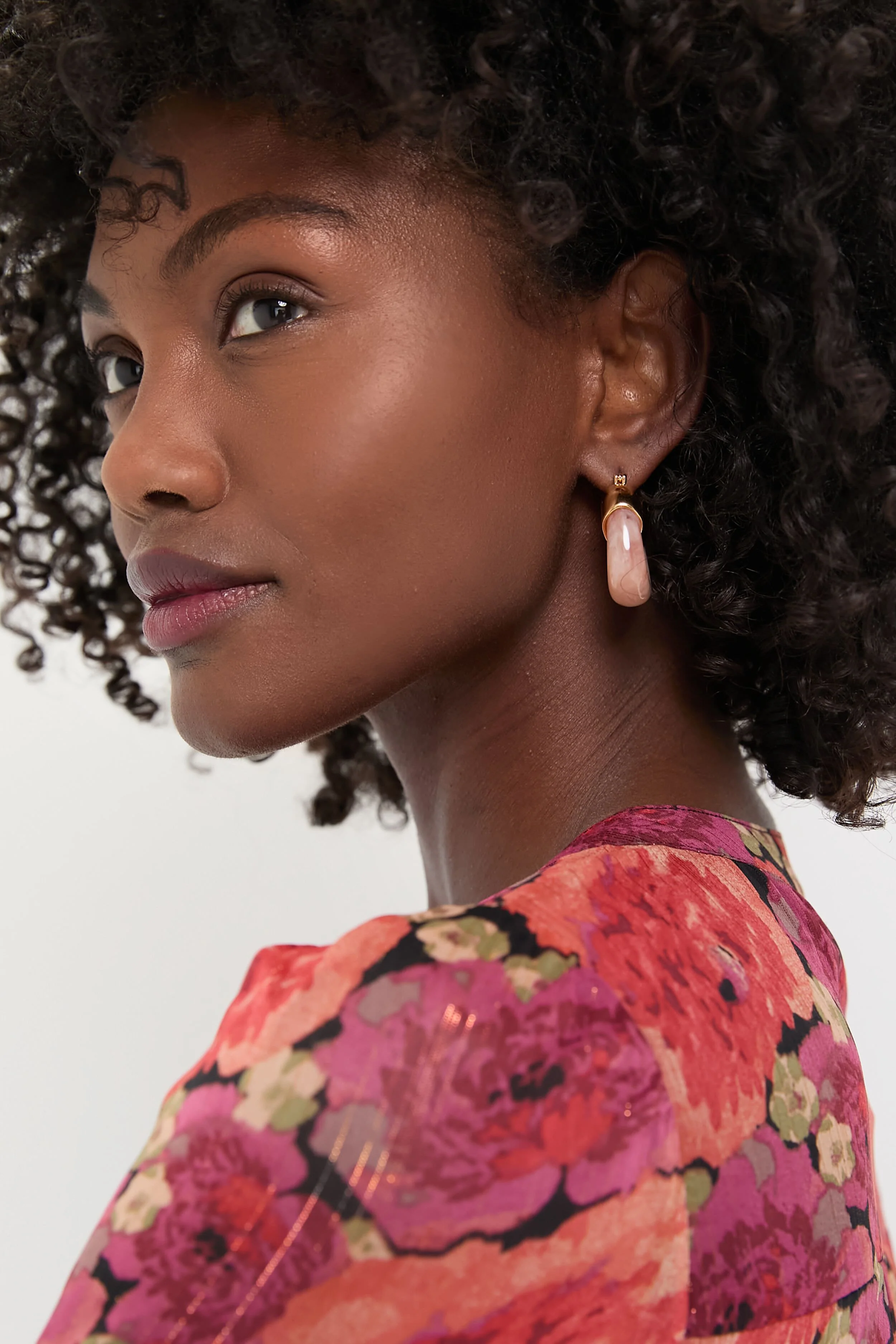 Pink Marble Organic Hoops - Image 2