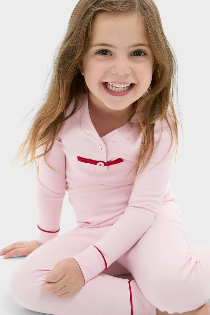 Pink Pima Cotton Arien Kid's Pajama Set - Image 2