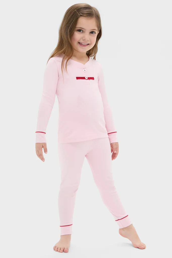 Pink Pima Cotton Arien Kid's Pajama Set - Image 4