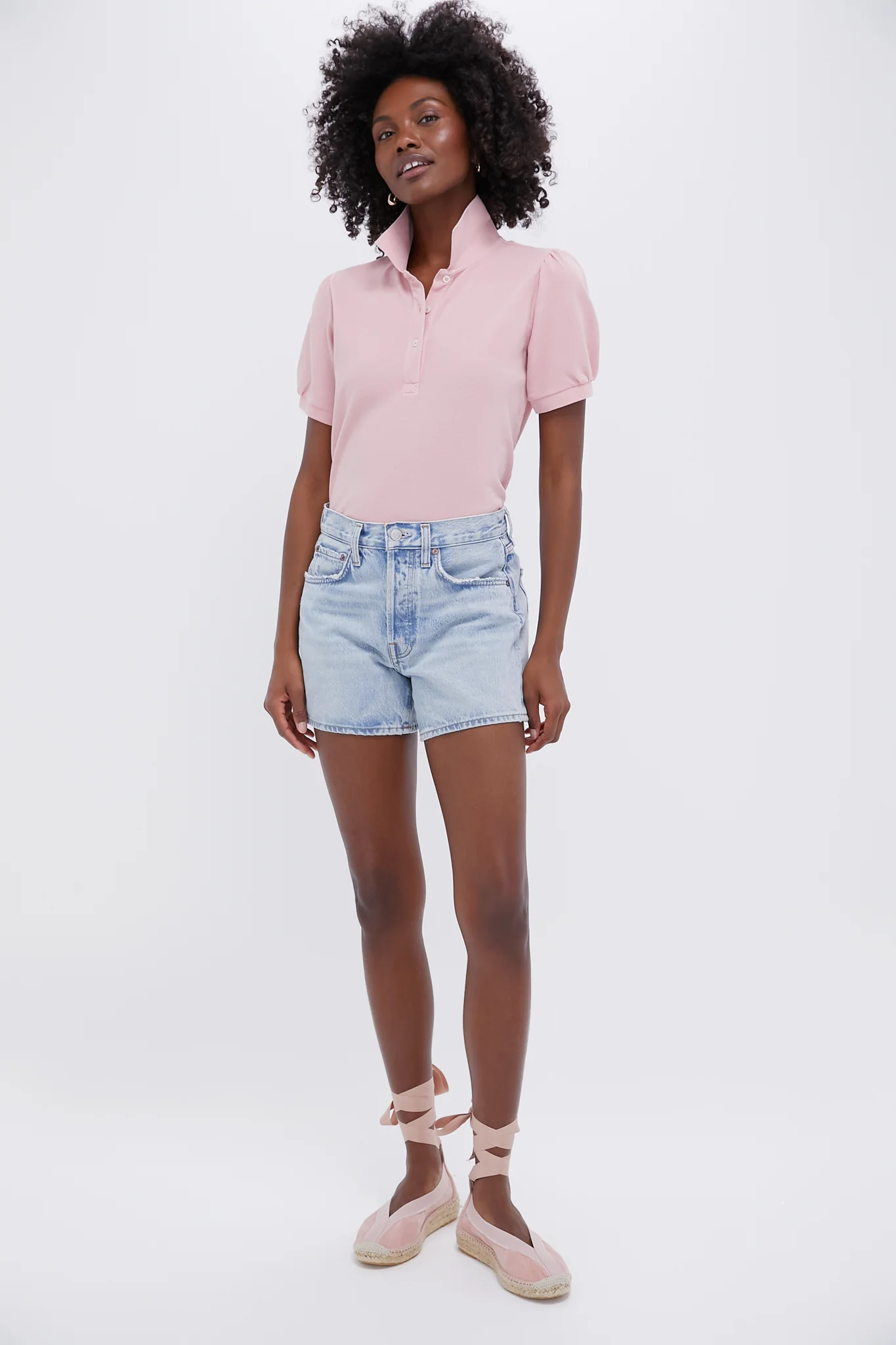 Pink Pique Puff Sleeve Peggy Polo - Image 6