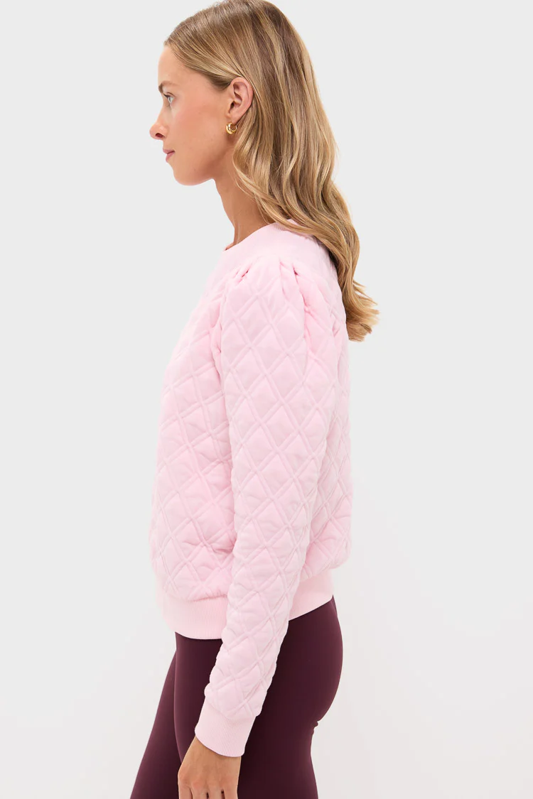 Pink Puff Sleeve Quilted Stretch Campbell Pullover - Image 3
