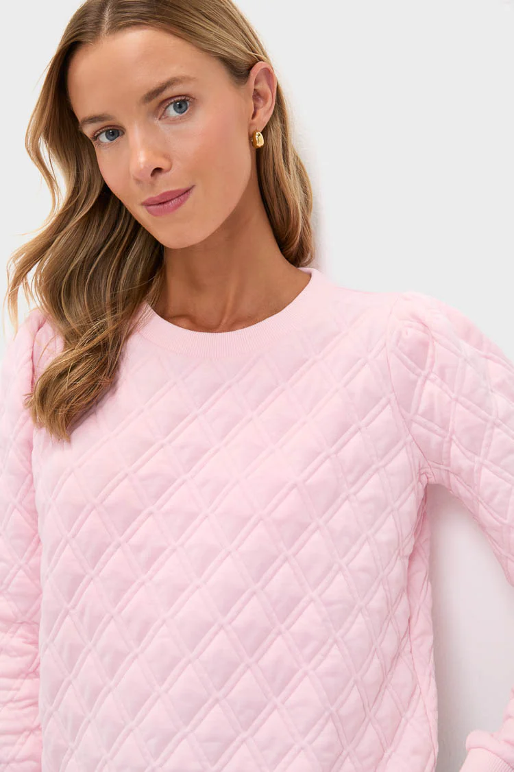 Pink Puff Sleeve Quilted Stretch Campbell Pullover - Image 5