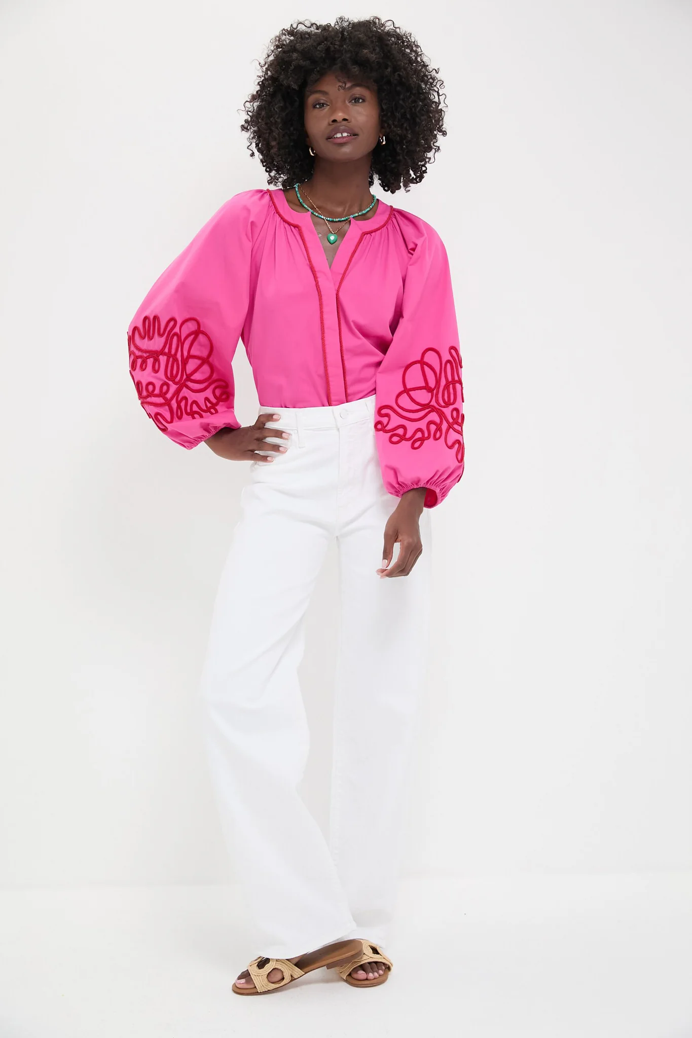 Pink & Red Soutache Stella Blouse - Image 5