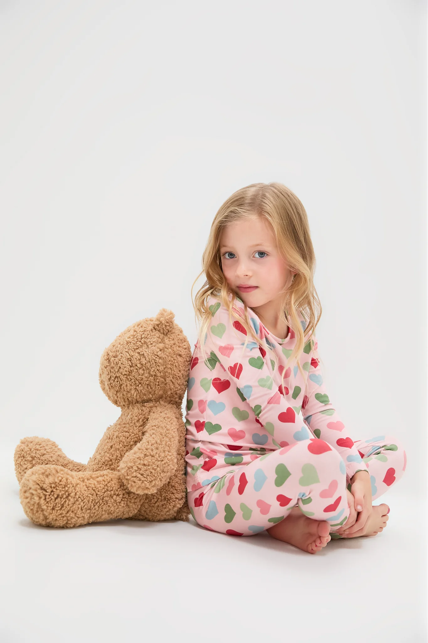 Pink Small Hearts Kids Bamboo Pj Set - Image 2