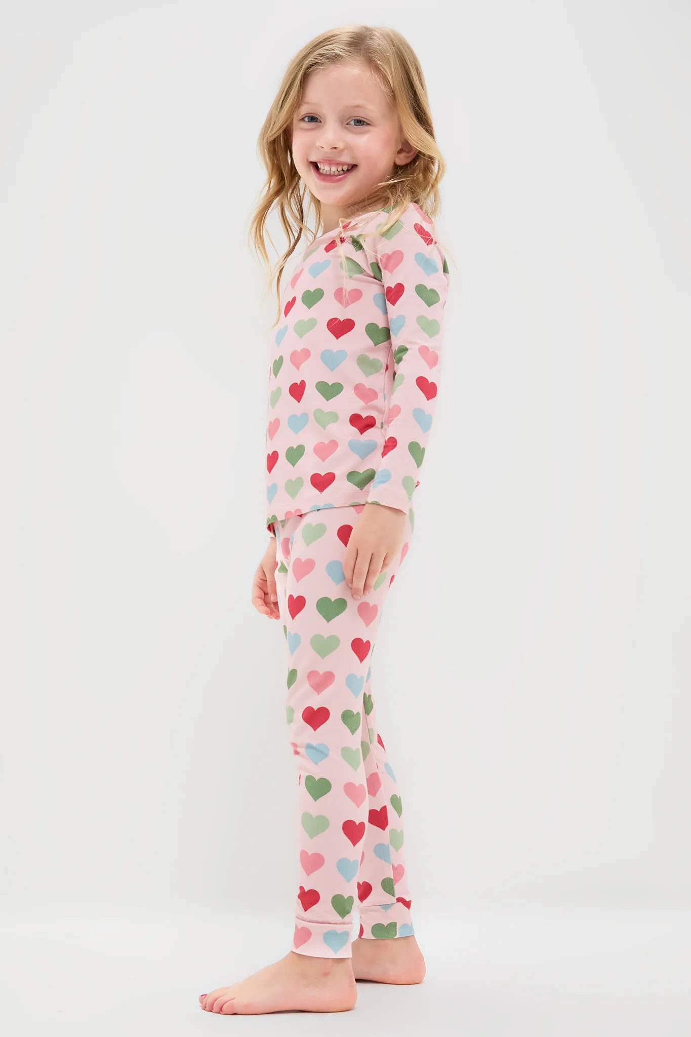 Pink Small Hearts Kids Bamboo Pj Set - Image 3