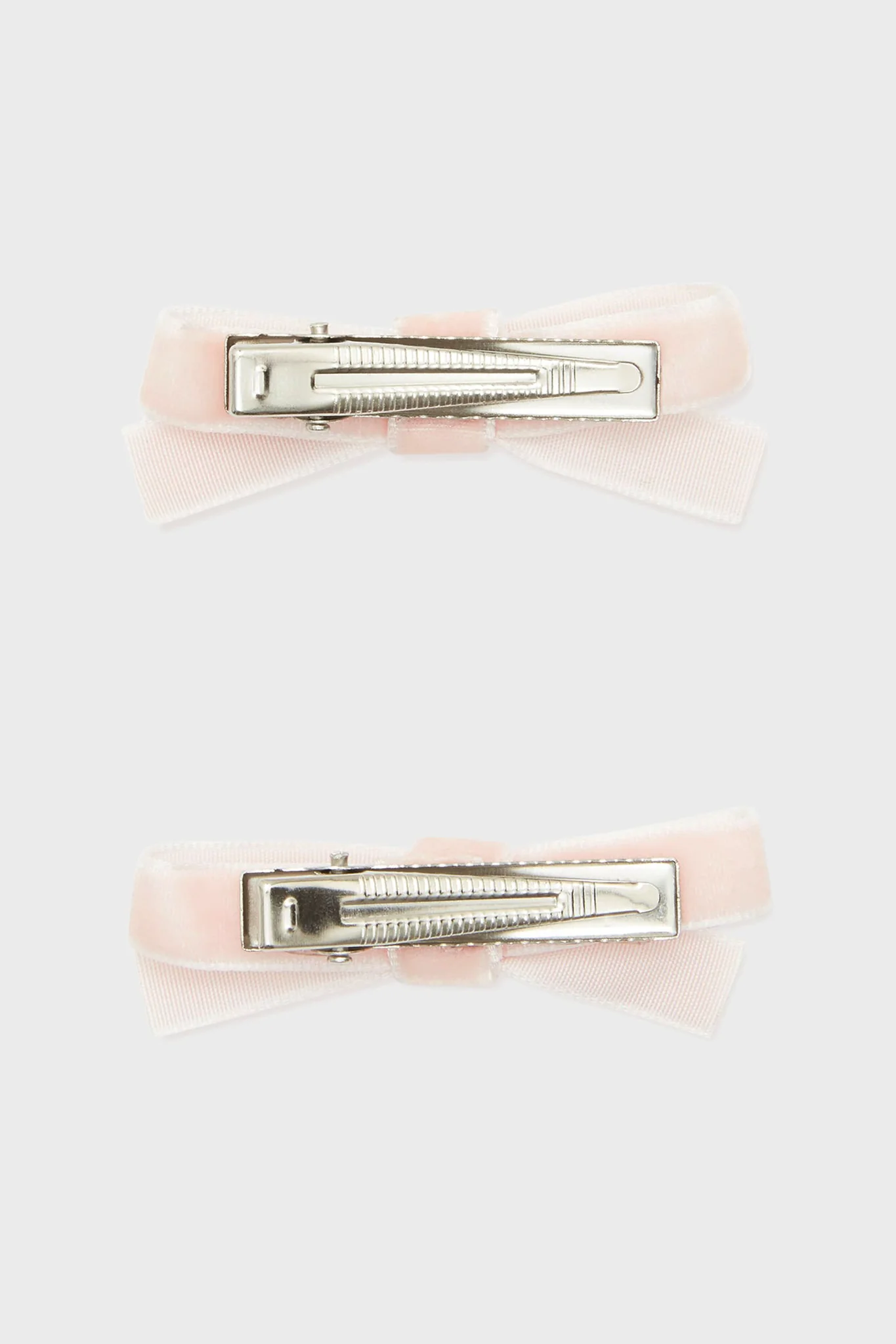 Pink Small Velvet Bow Clips Set of 2 - Image 2