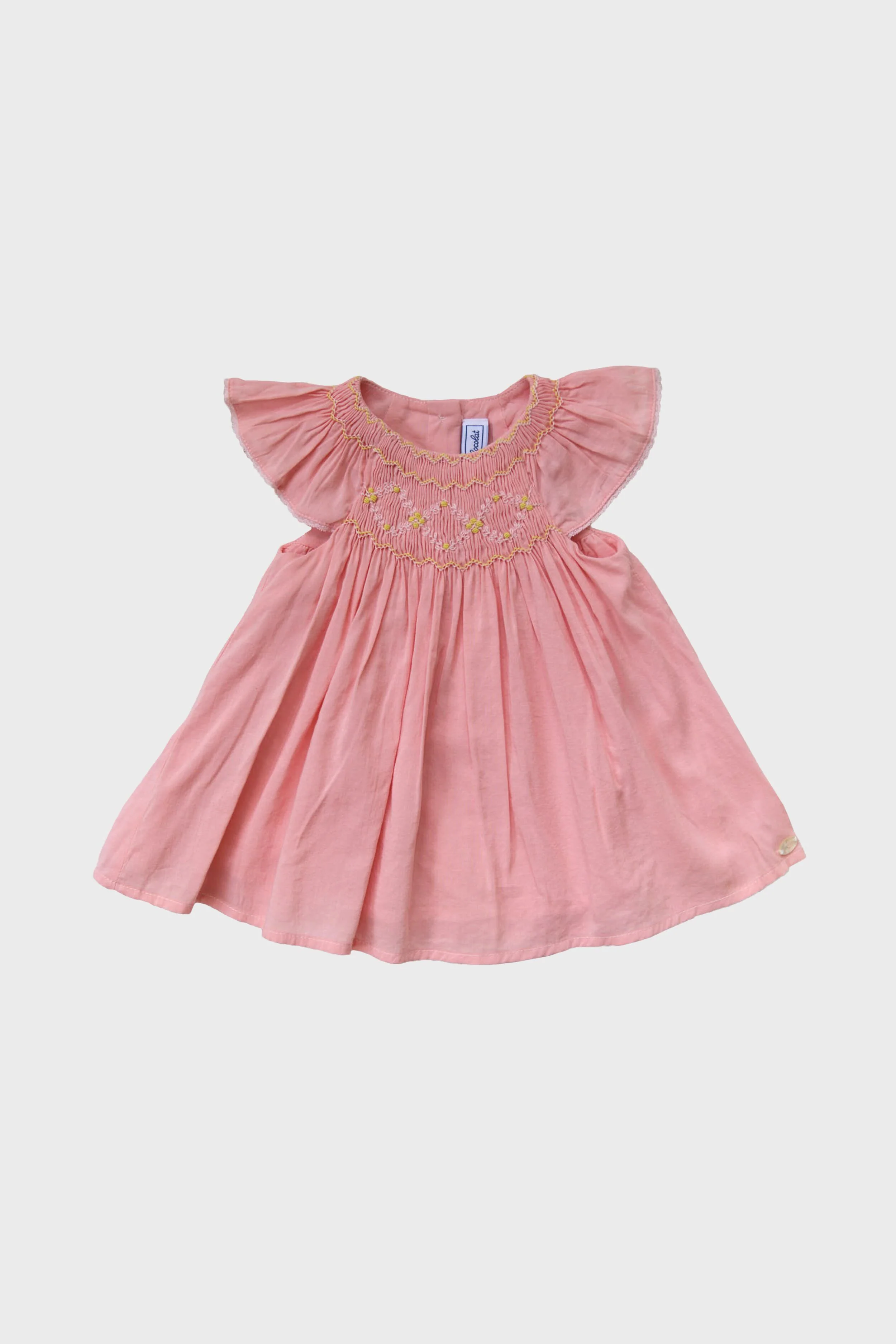 Pink Smocked Flutter Sleeve Dress - Image 2