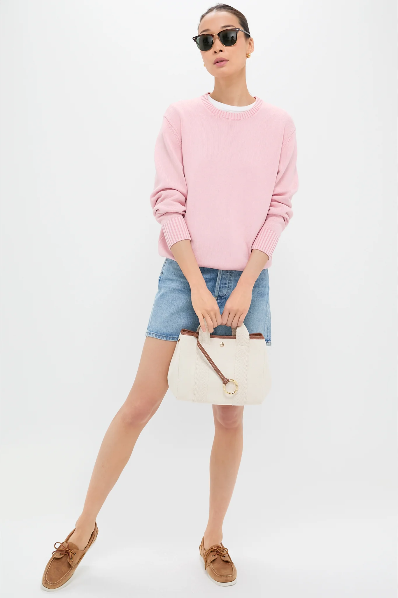 Pink Stone Washed Cotton Anne Crewneck Sweater - Image 2