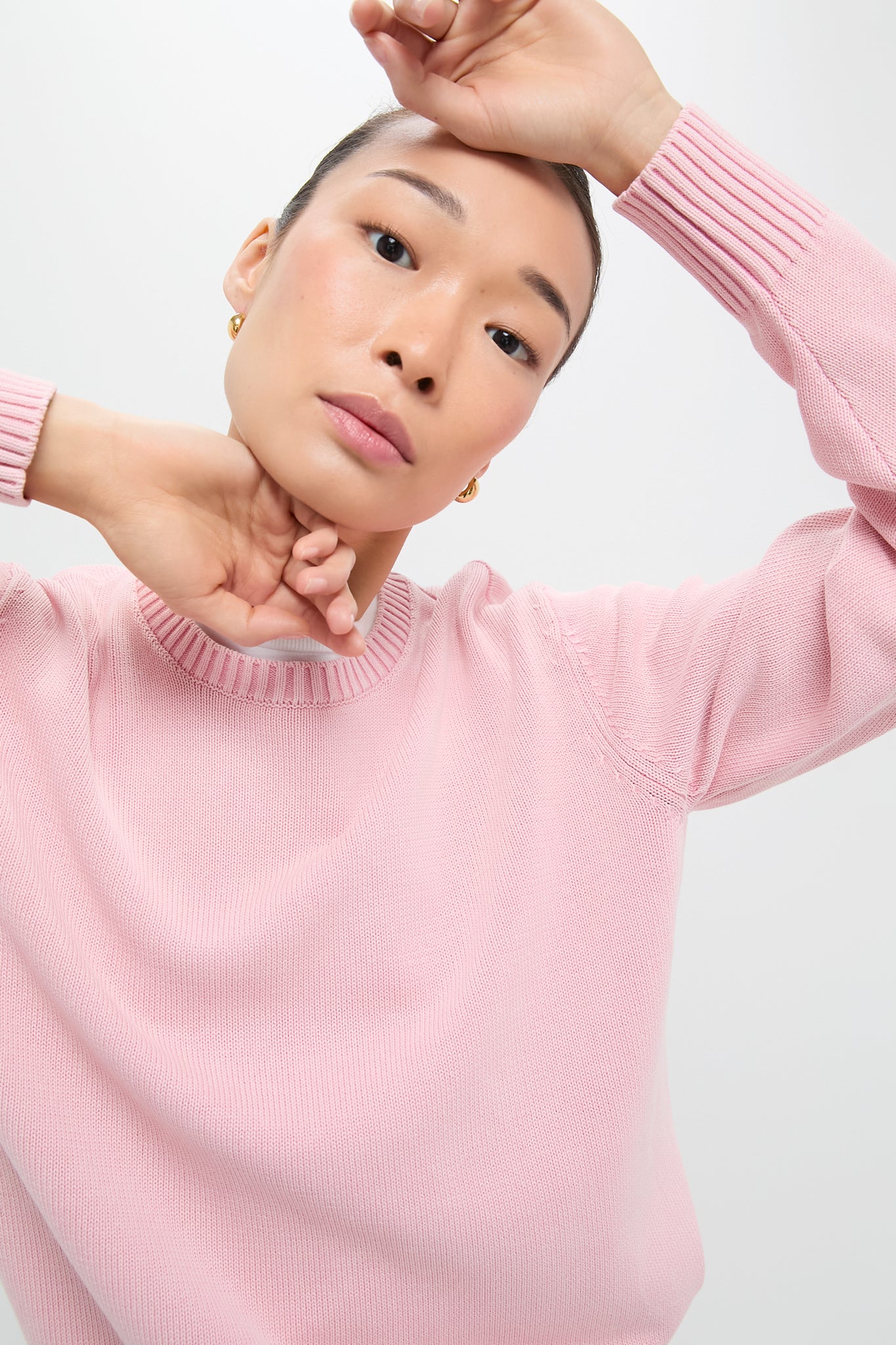 Pink Stone Washed Cotton Anne Crewneck Sweater - Image 5
