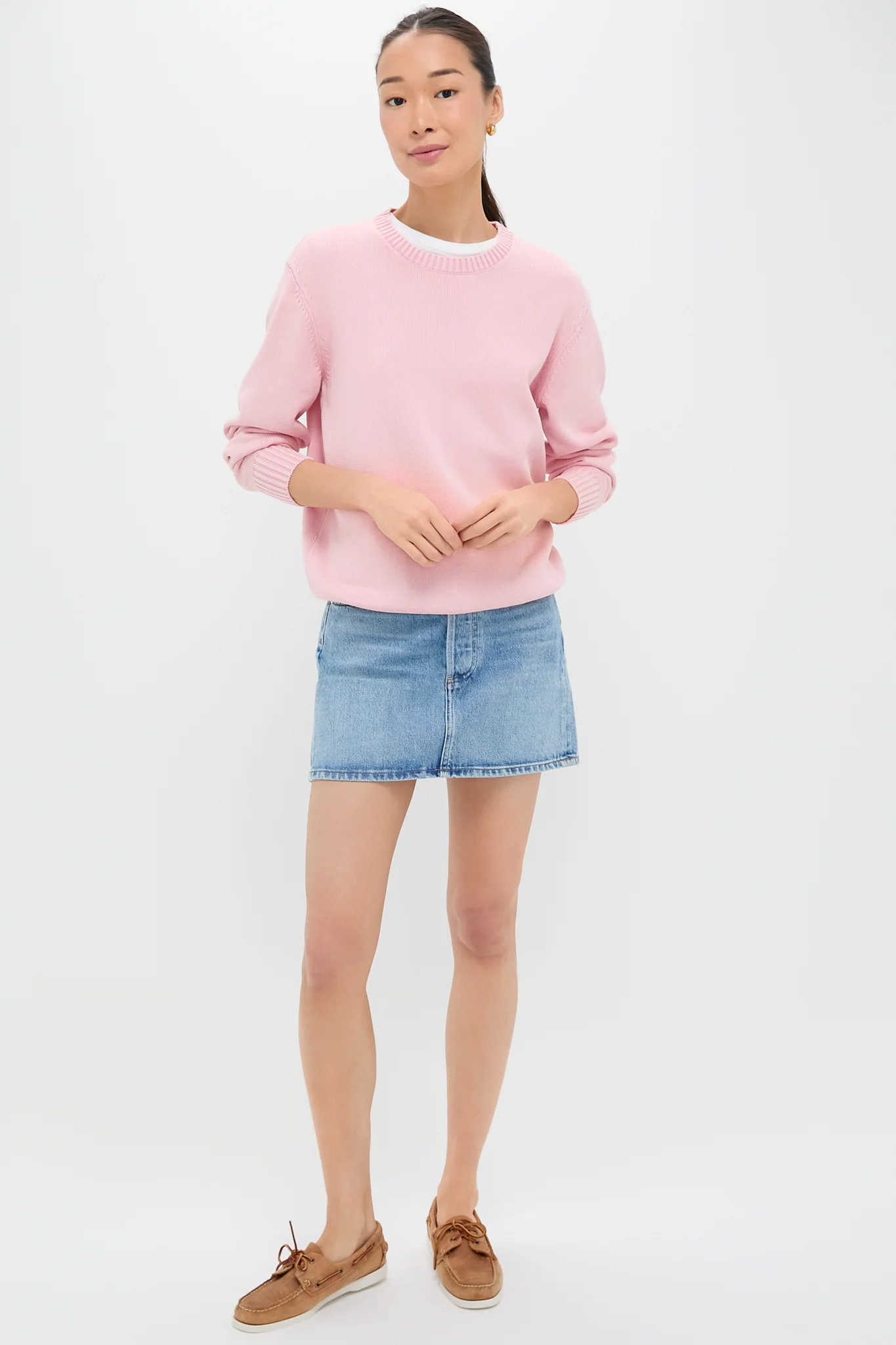 Pink Stone Washed Cotton Anne Crewneck Sweater - Image 6