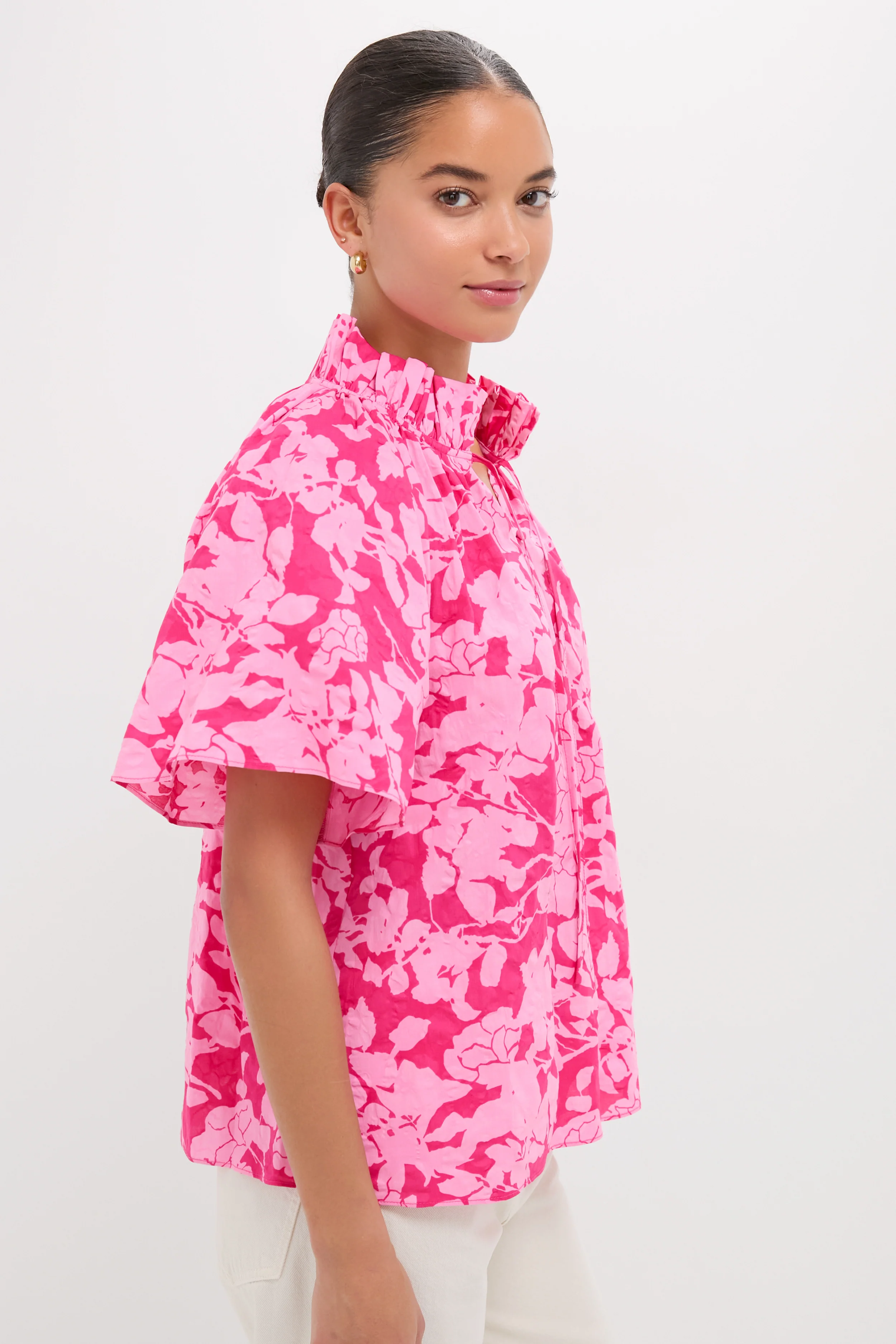 Pink Textured Floral Thea Blouse - Image 3