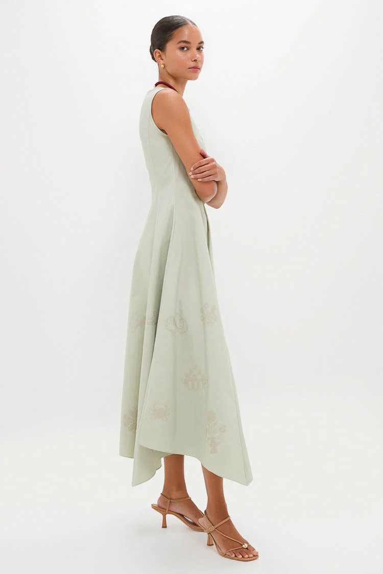 Pistachio Jacqueline Asymmetrical Hem Midi Dress - Image 3