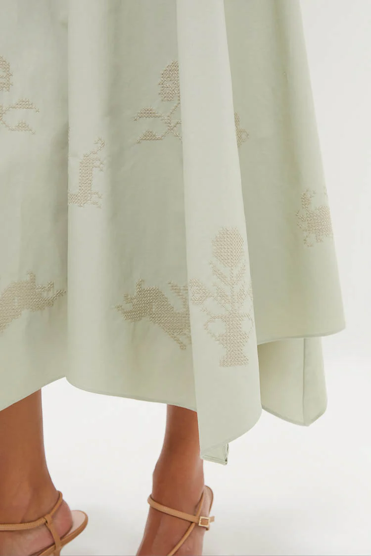 Pistachio Jacqueline Asymmetrical Hem Midi Dress - Image 5