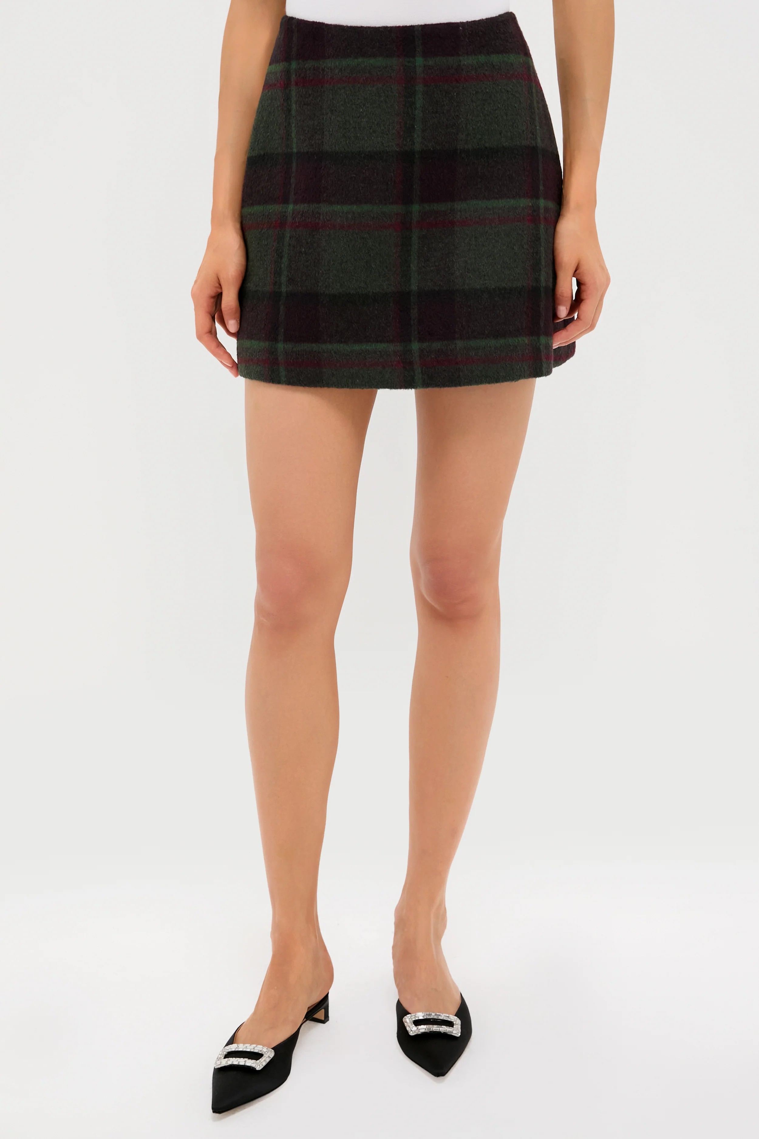 Forest Plaid Wool Meg Mini Skirt
